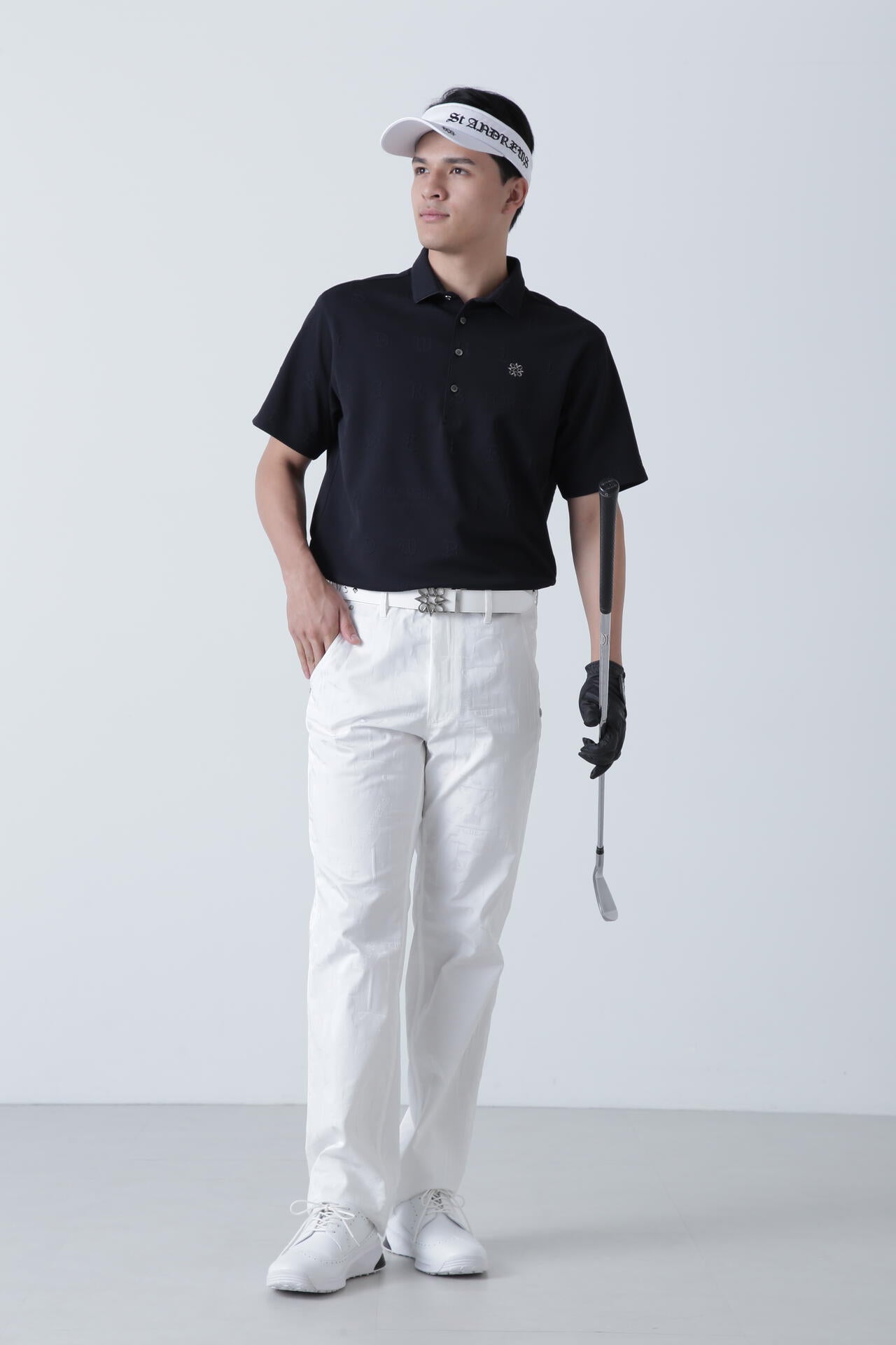 ふくれジャガードロゴ半袖ポロシャツ (MENS)