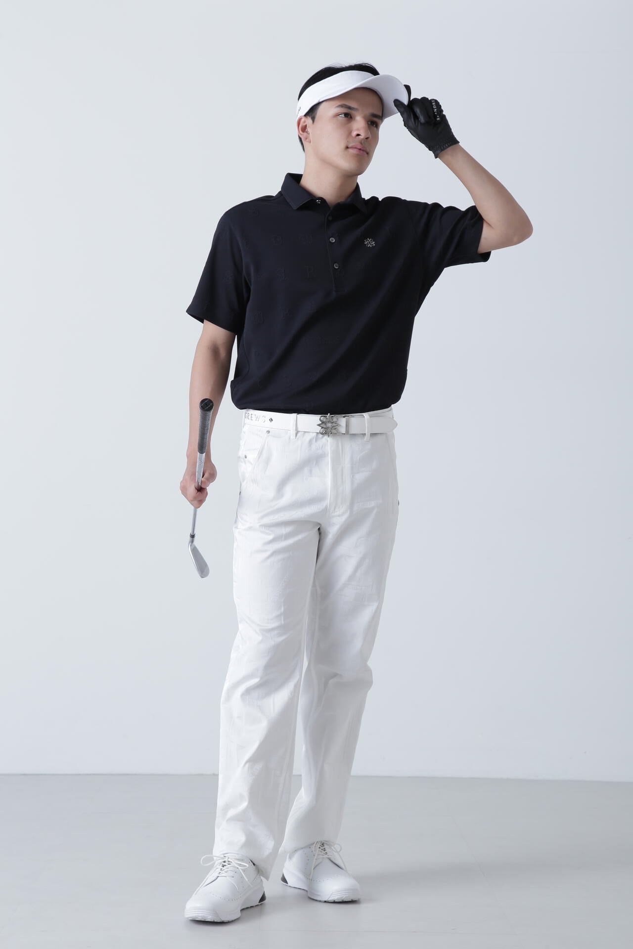 ふくれジャガードロゴ半袖ポロシャツ (MENS)