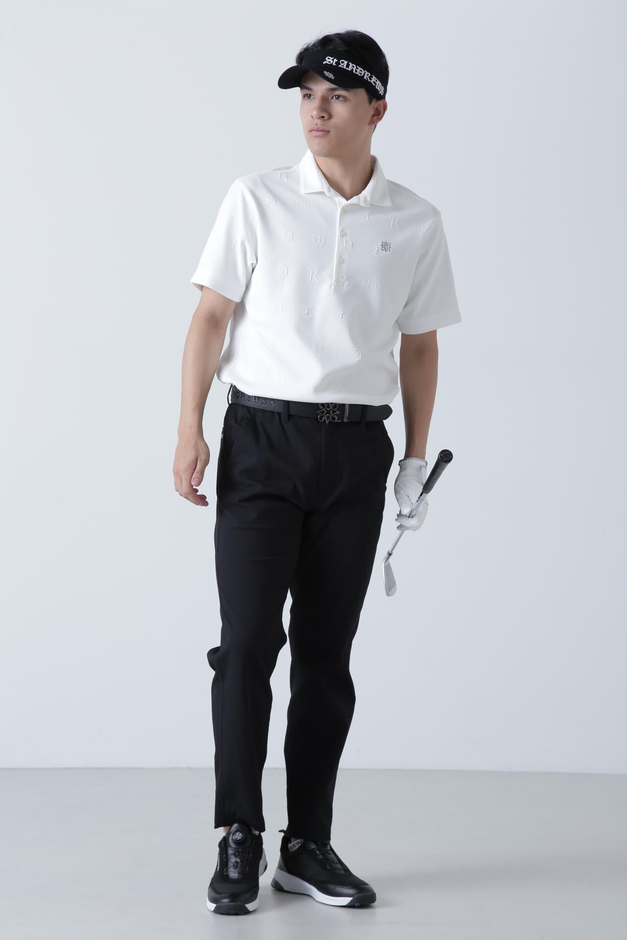 ふくれジャガードロゴ半袖ポロシャツ (MENS)