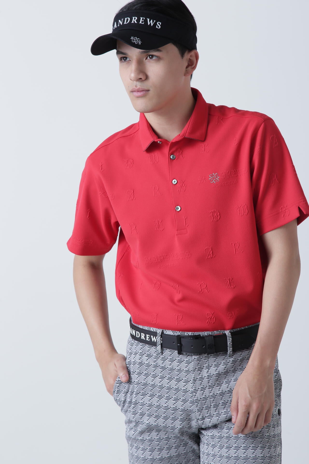 ふくれジャガードロゴ半袖ポロシャツ (MENS)