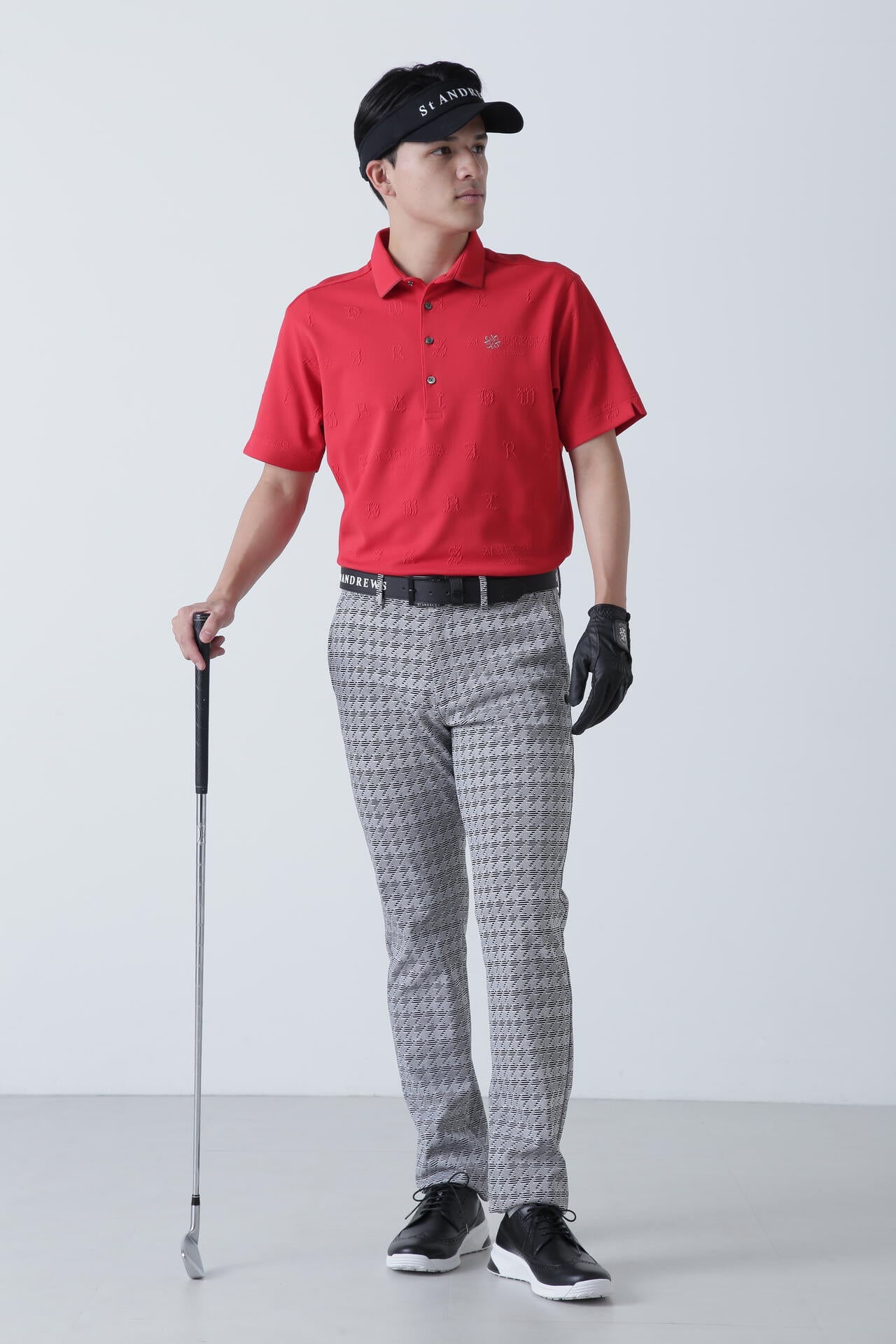 ふくれジャガードロゴ半袖ポロシャツ (MENS)