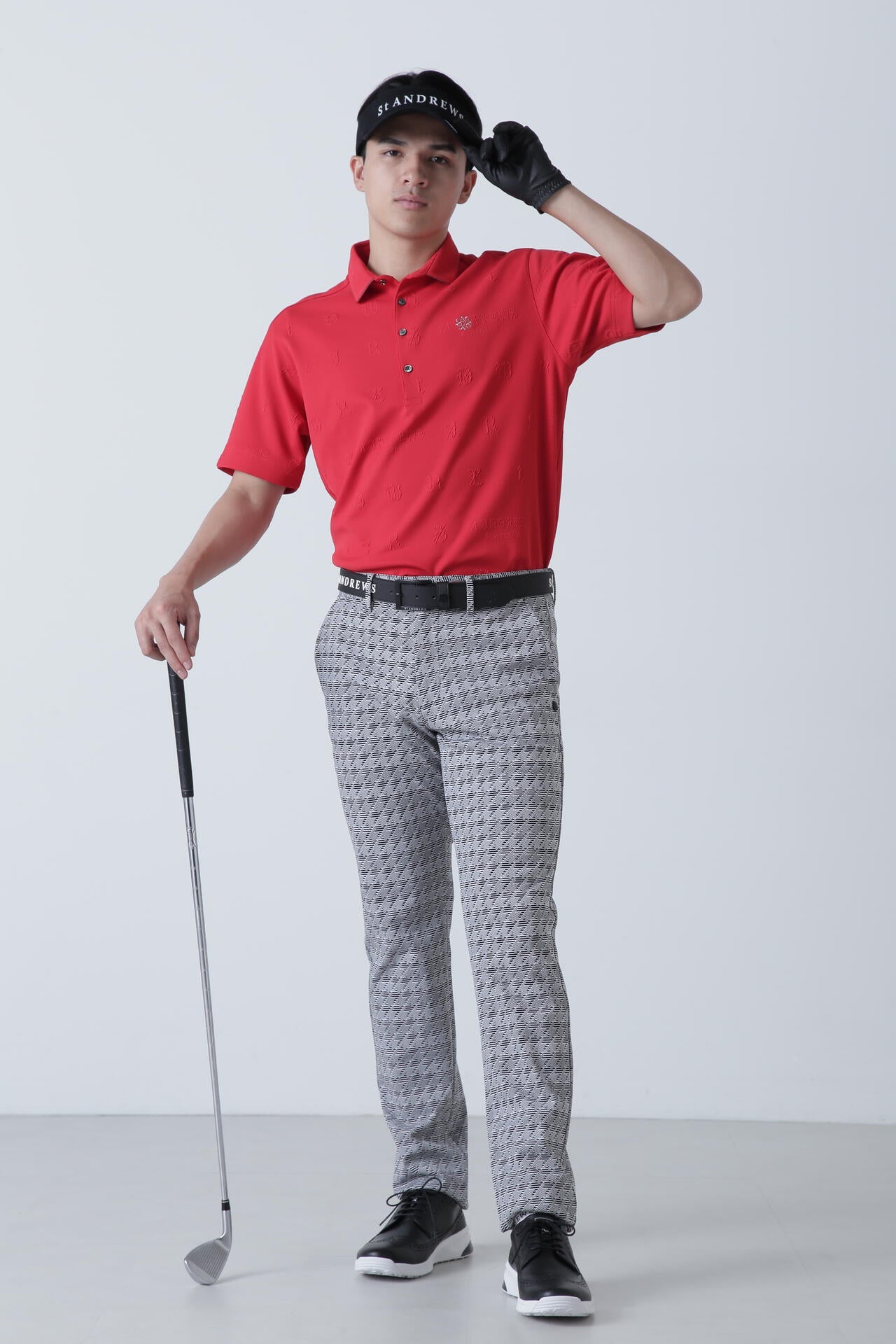 ふくれジャガードロゴ半袖ポロシャツ (MENS)