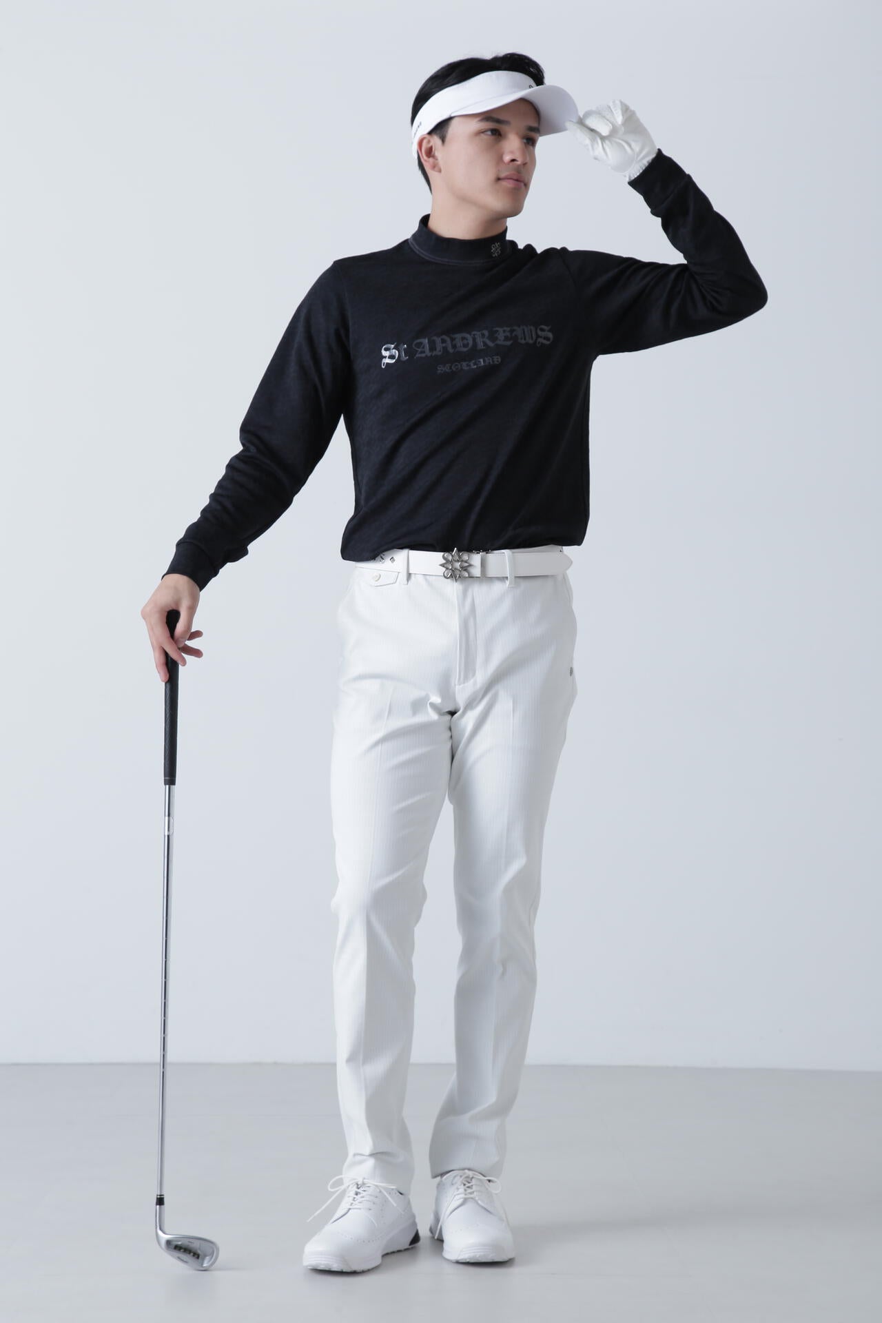 STAドットジャガード長袖ハイネックカットソー (MENS)