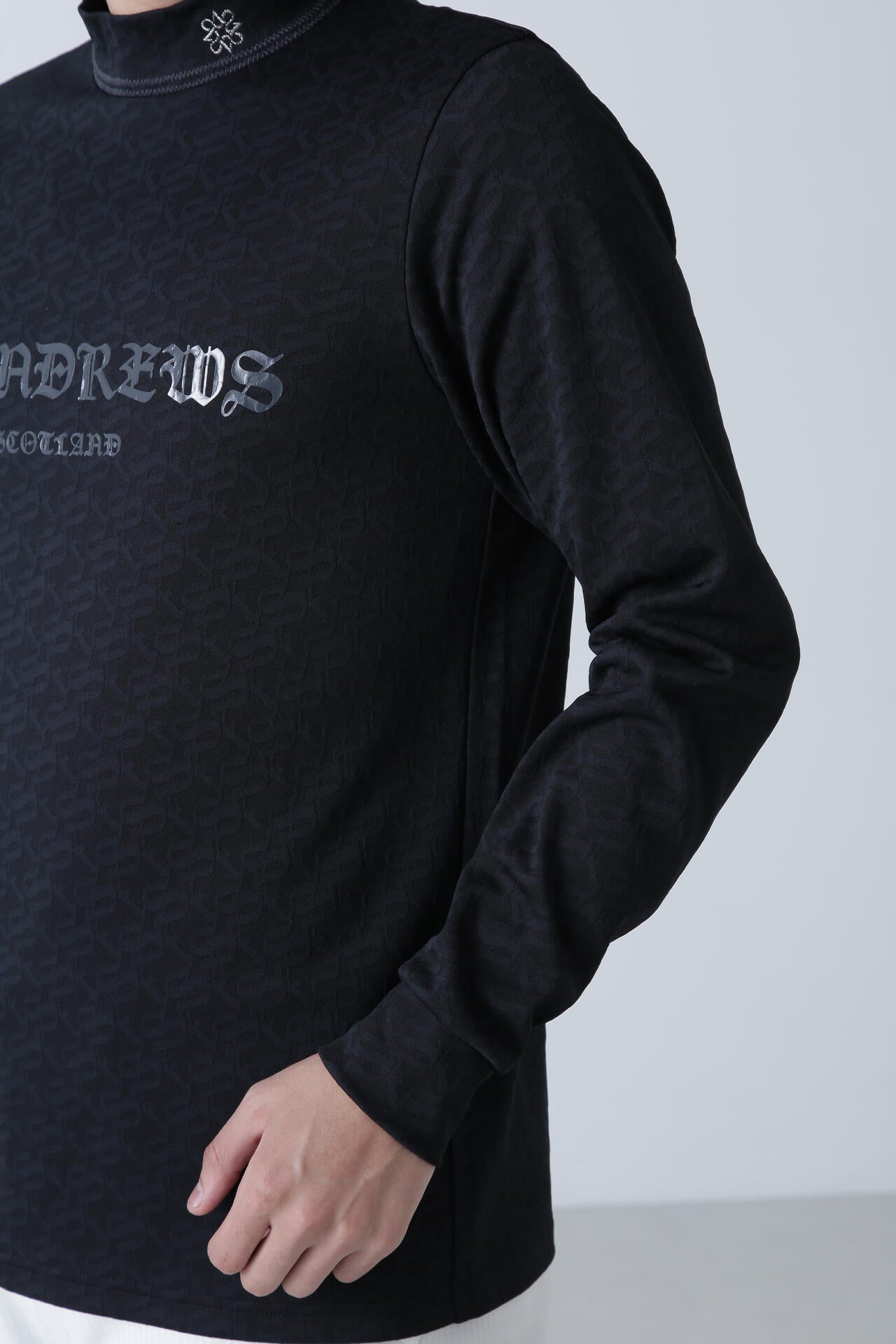 STAドットジャガード長袖ハイネックカットソー (MENS)
