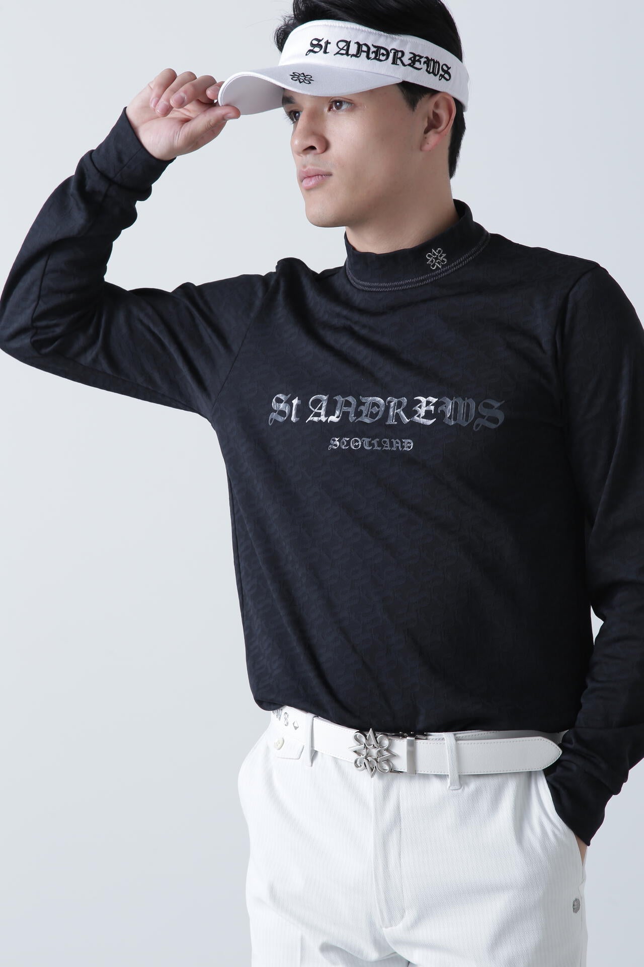 STAドットジャガード長袖ハイネックカットソー (MENS)