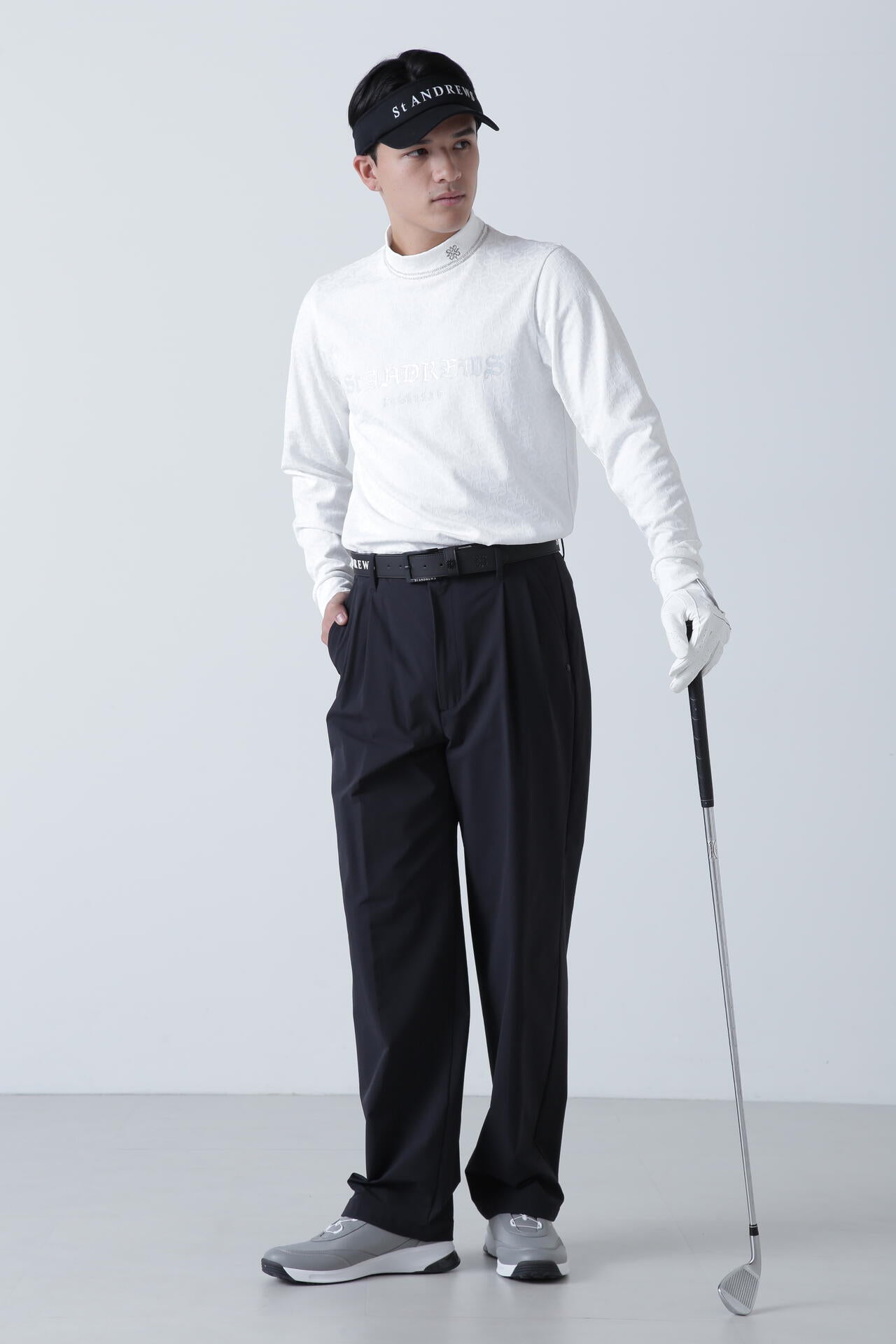 STAドットジャガード長袖ハイネックカットソー (MENS)