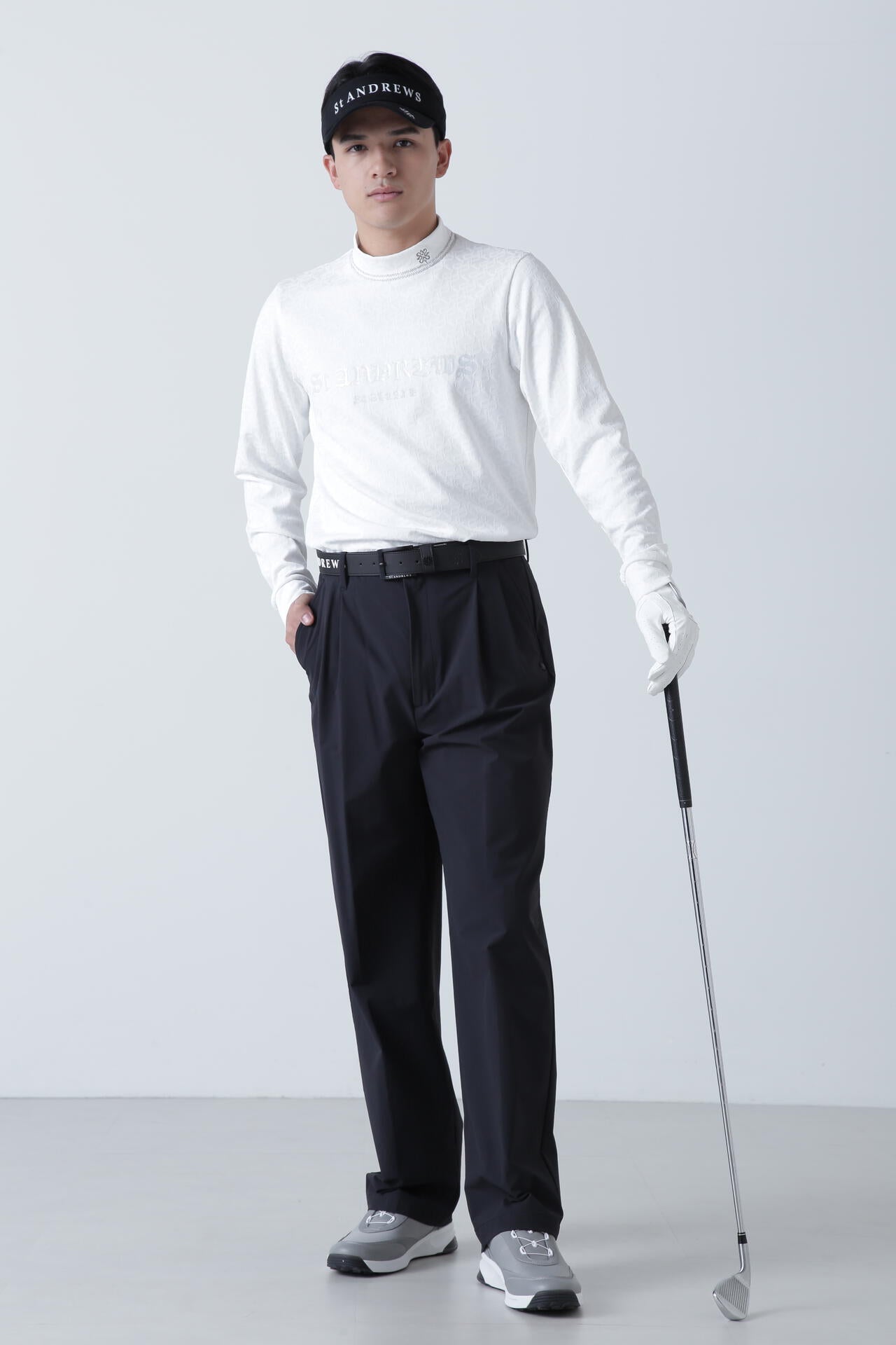 STAドットジャガード長袖ハイネックカットソー (MENS)