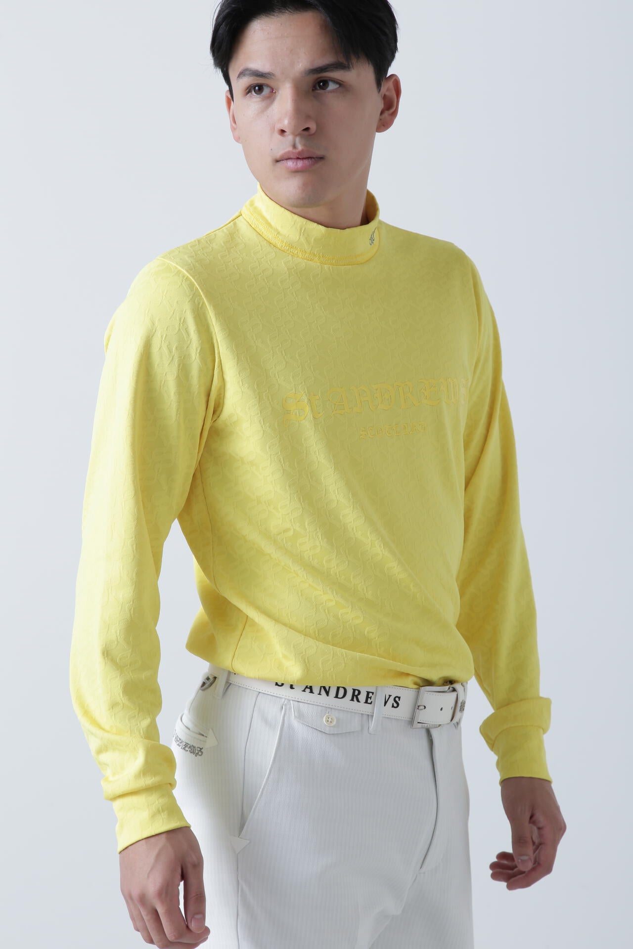 STAドットジャガード長袖ハイネックカットソー (MENS)