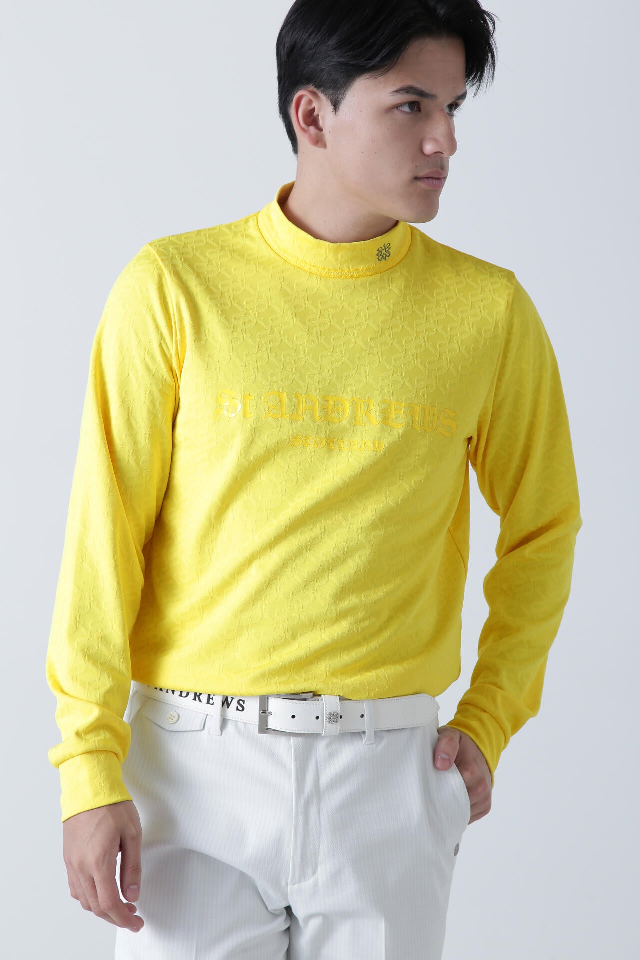 STAドットジャガード長袖ハイネックカットソー (MENS)