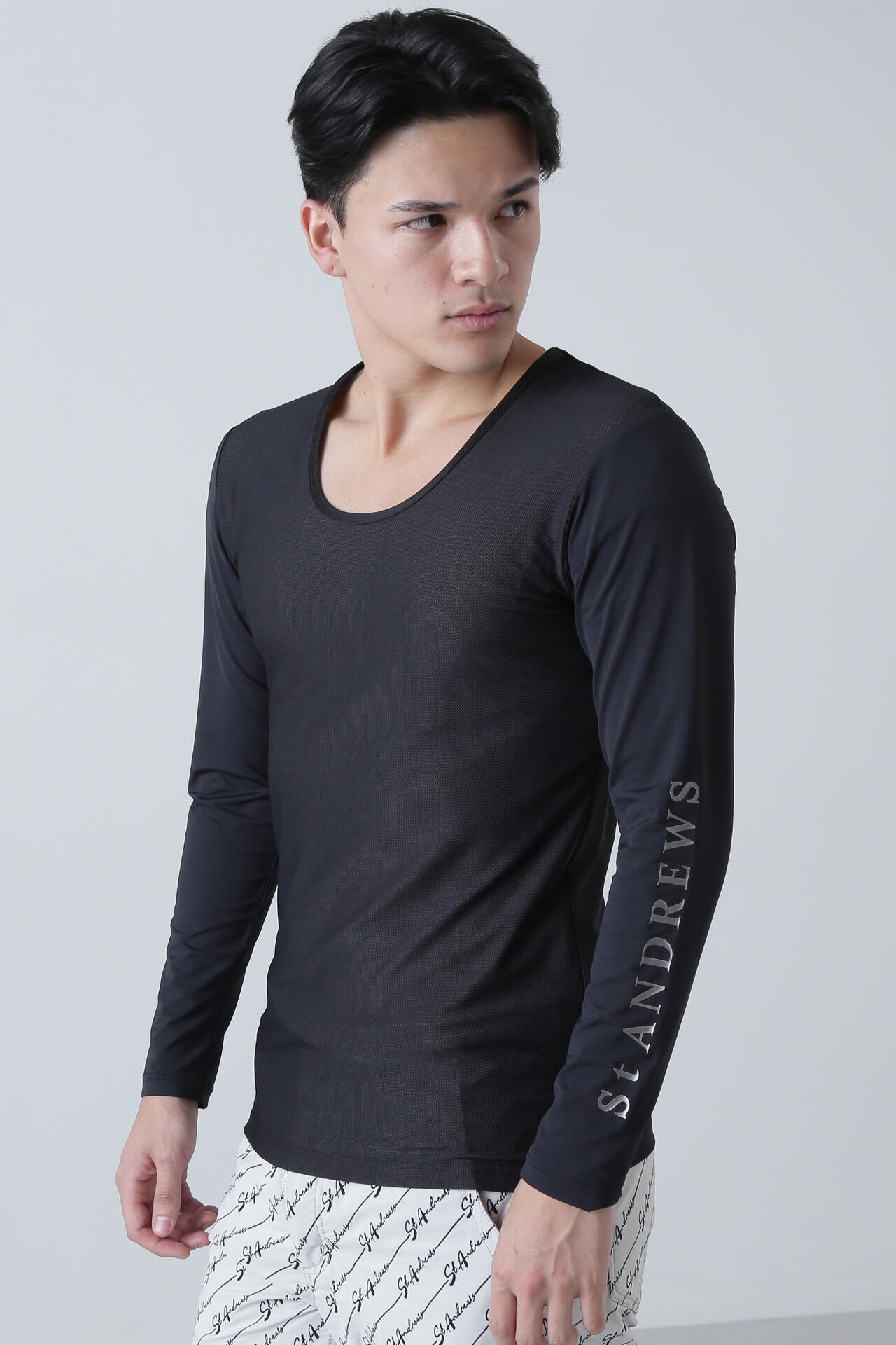 ツインコットUV×SUNPROFITメッシュ長袖Uネックインナー (MENS)