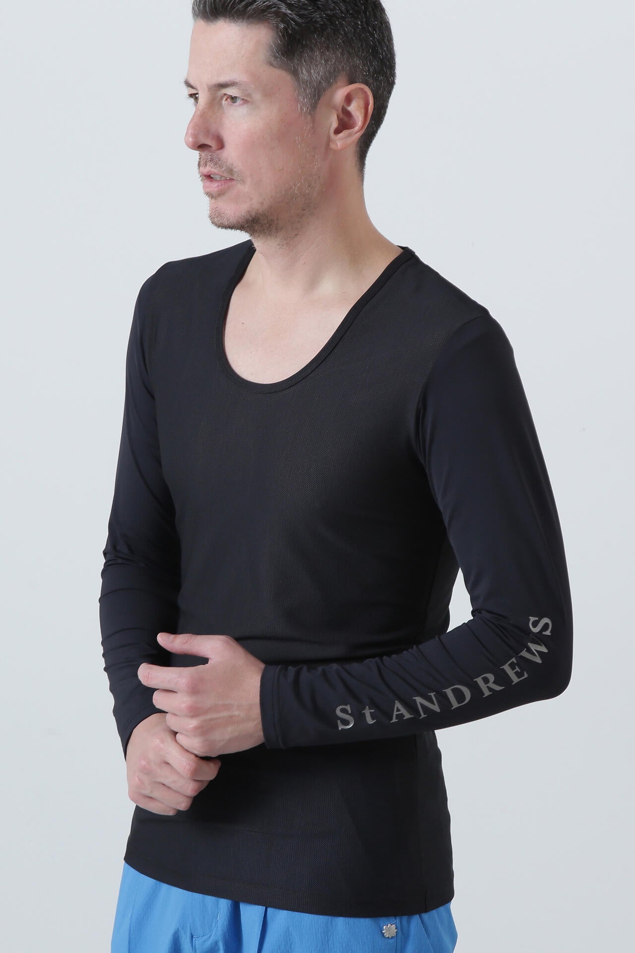 ツインコットUV×SUNPROFITメッシュ長袖Uネックインナー (MENS)