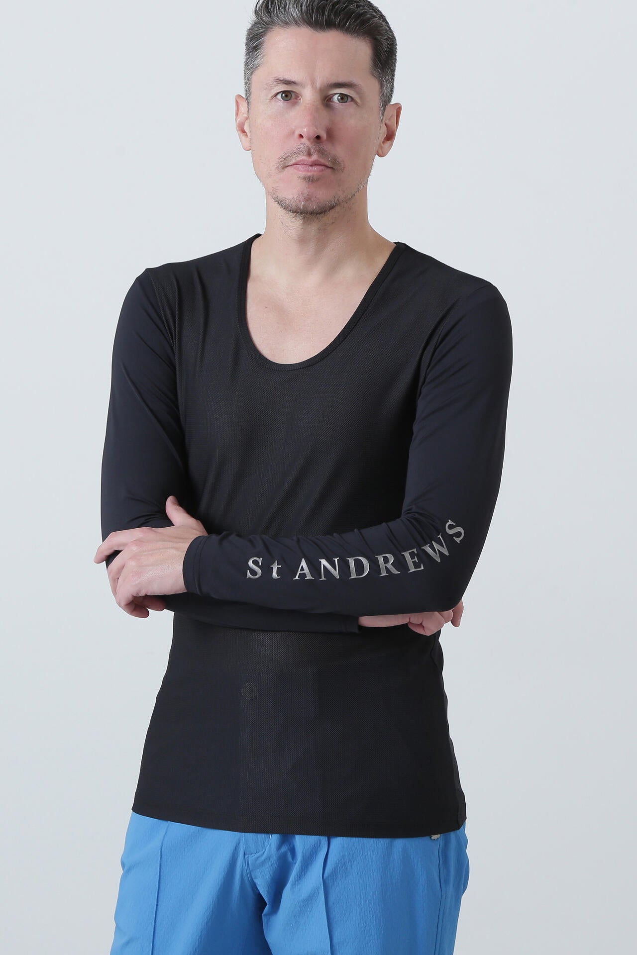 ツインコットUV×SUNPROFITメッシュ長袖Uネックインナー (MENS)