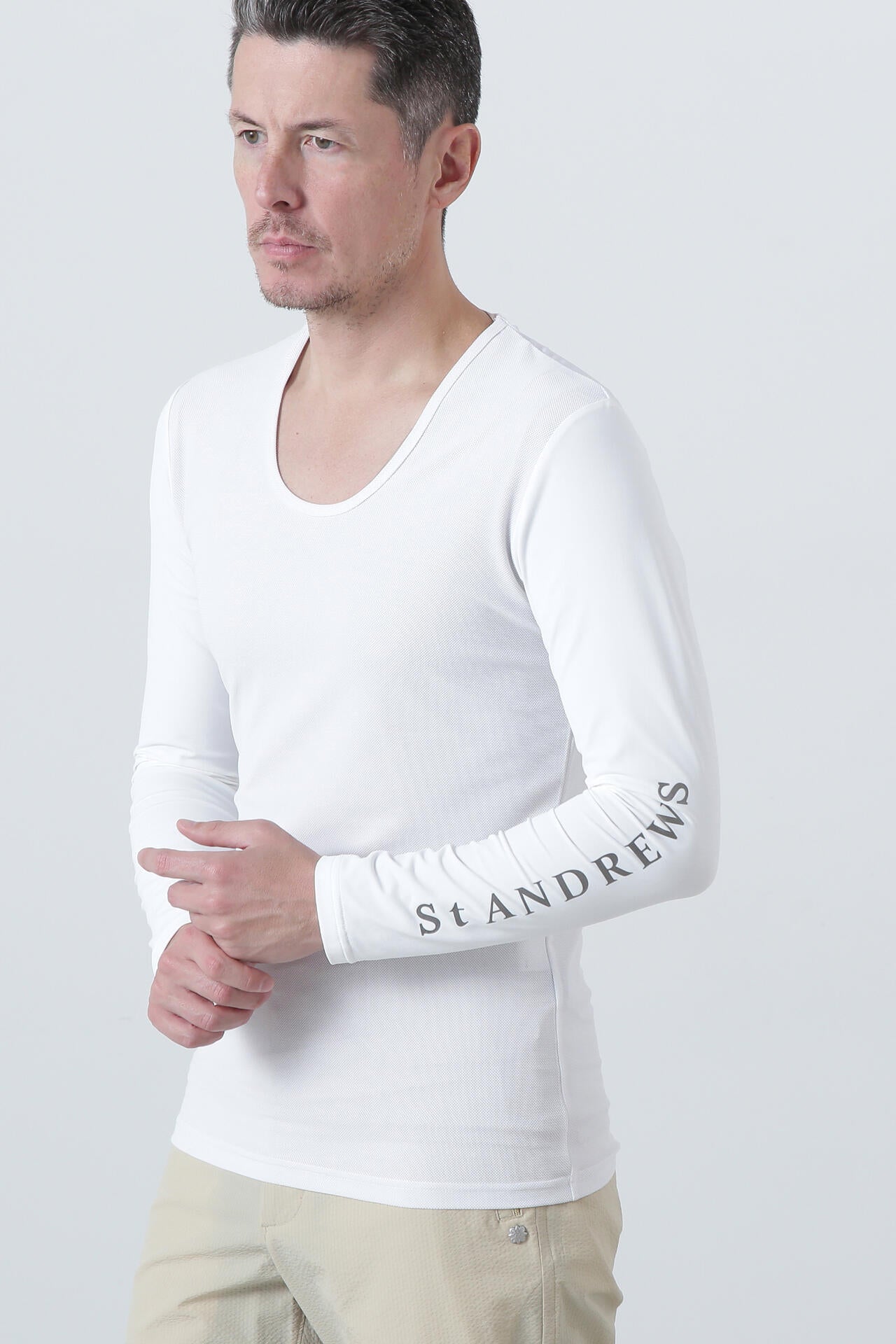 ツインコットUV×SUNPROFITメッシュ長袖Uネックインナー (MENS)