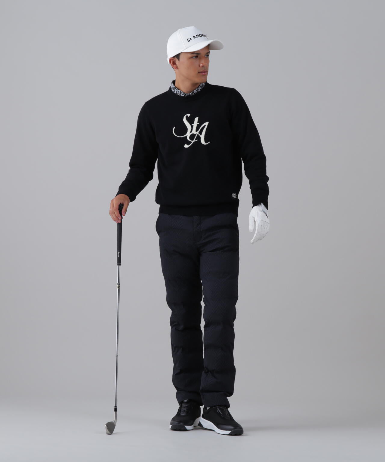 ヘリンボーンプリント中綿キルトパンツ (MENS)