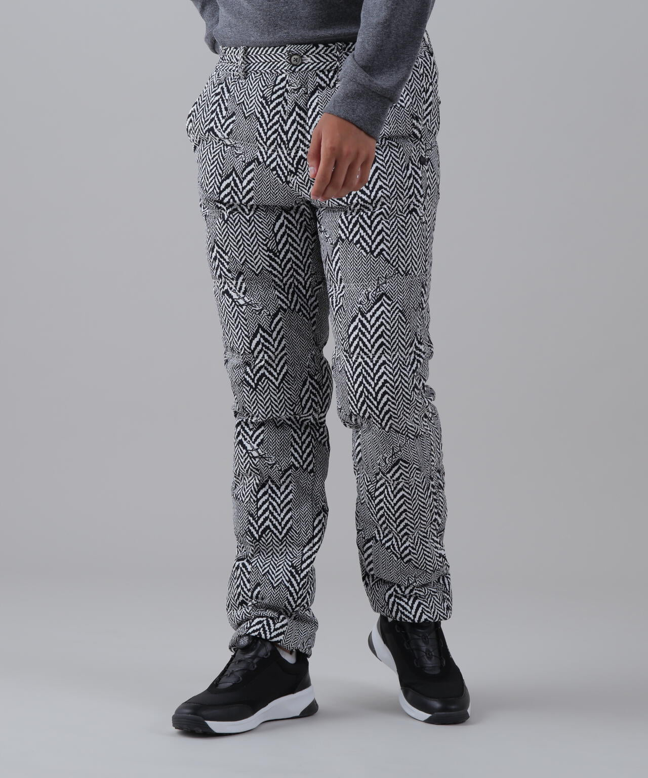 ヘリンボーンプリント中綿キルトパンツ (MENS)