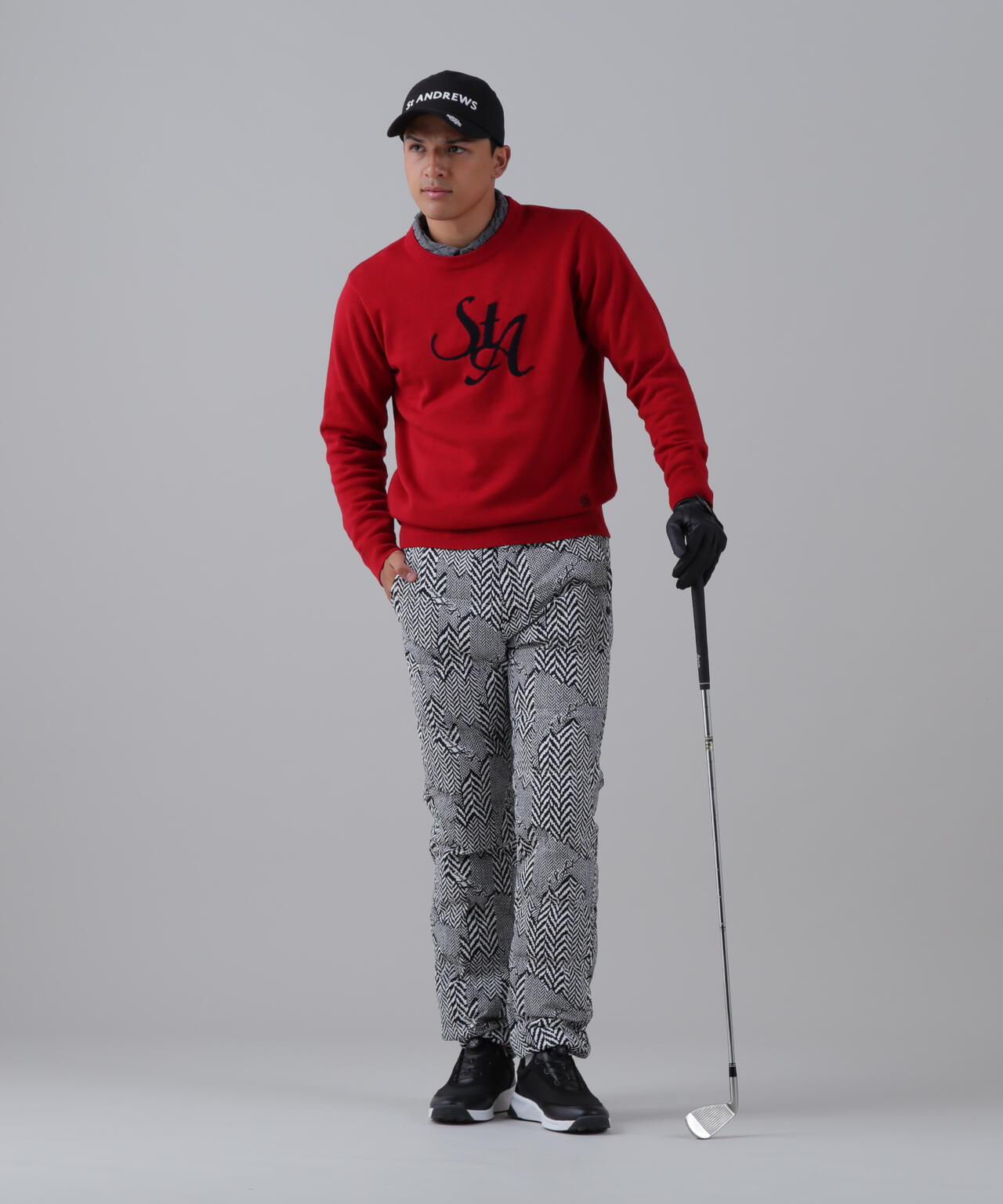 ヘリンボーンプリント中綿キルトパンツ (MENS)