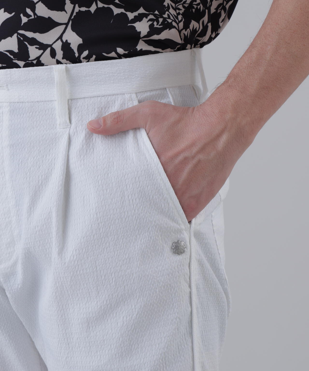 【ストレッチ】ドビーサッカーショートパンツ (MENS)
