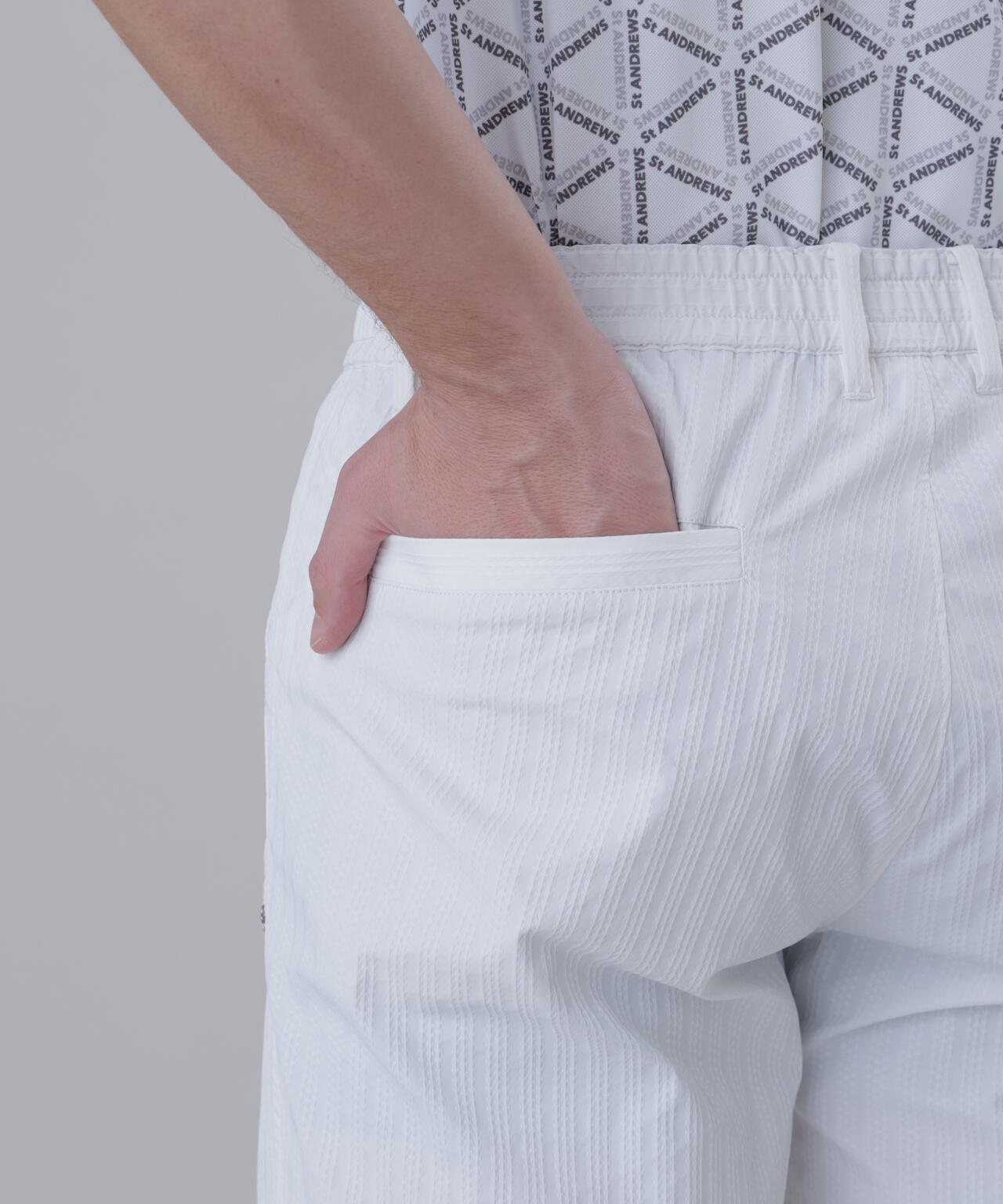 【ストレッチ】ドビーストライプショートパンツ (MENS)