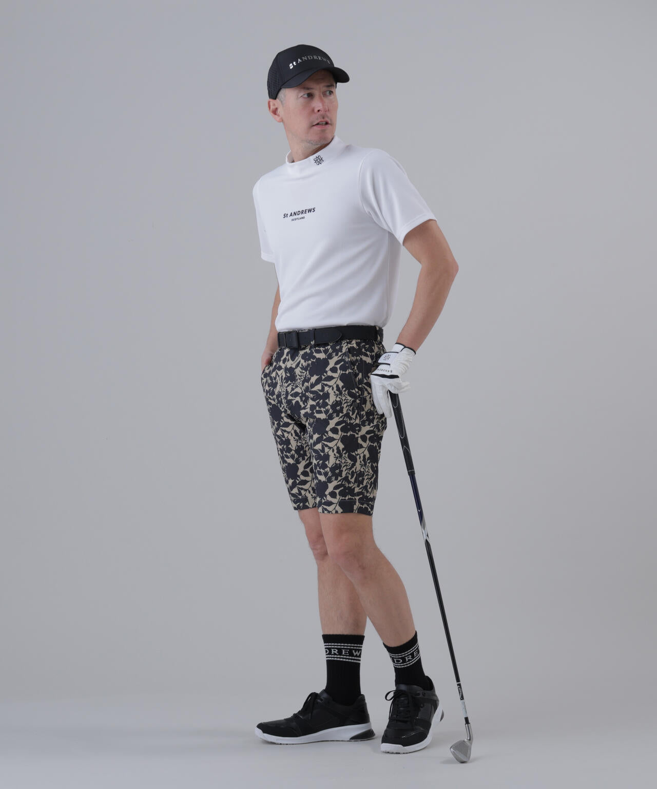 【吸水速乾】【ストレッチ】シャドーボタニカルプリントショートパンツ (MENS)