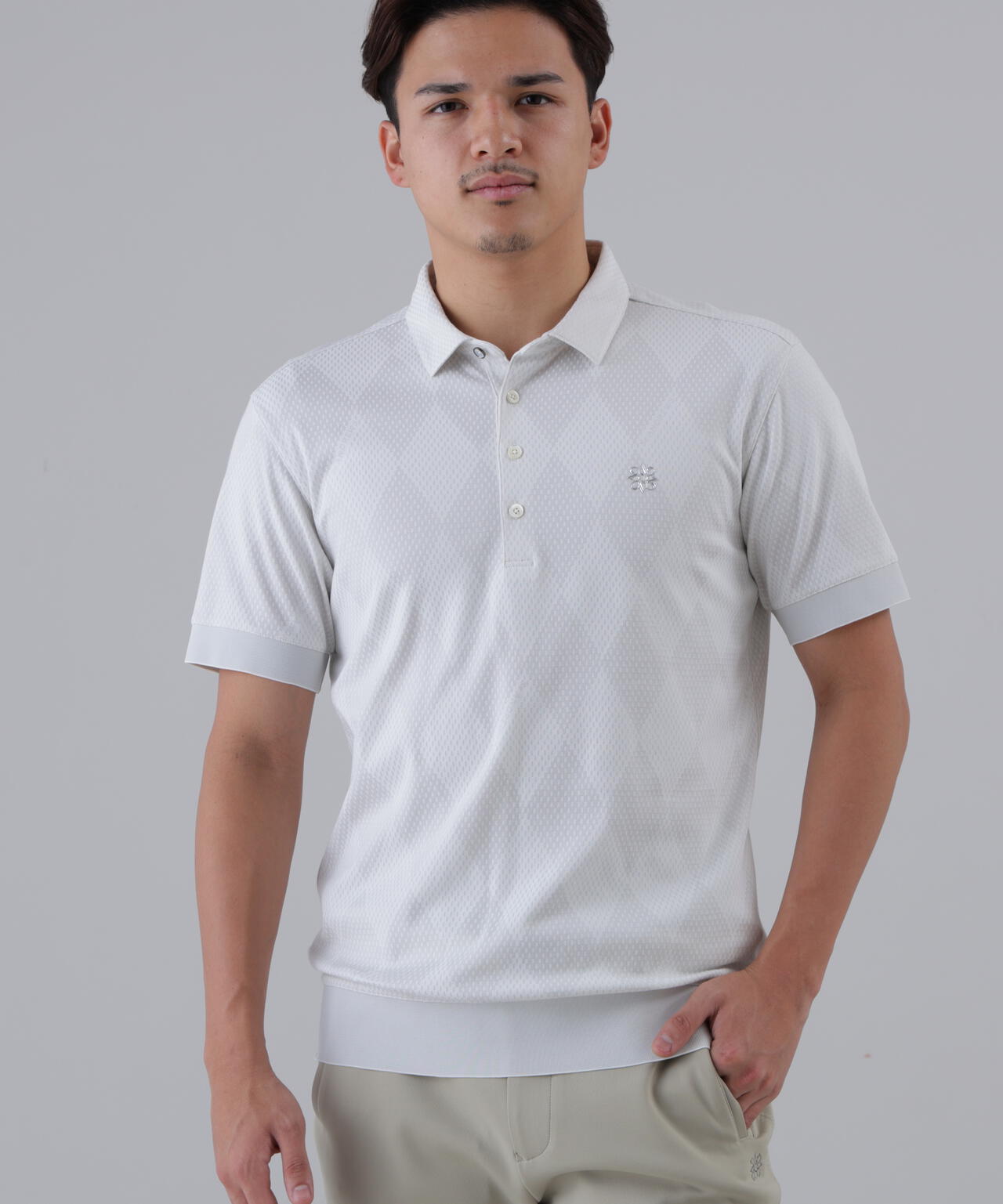 【UVカット】ダイヤジャガード半袖シャツ (MENS)