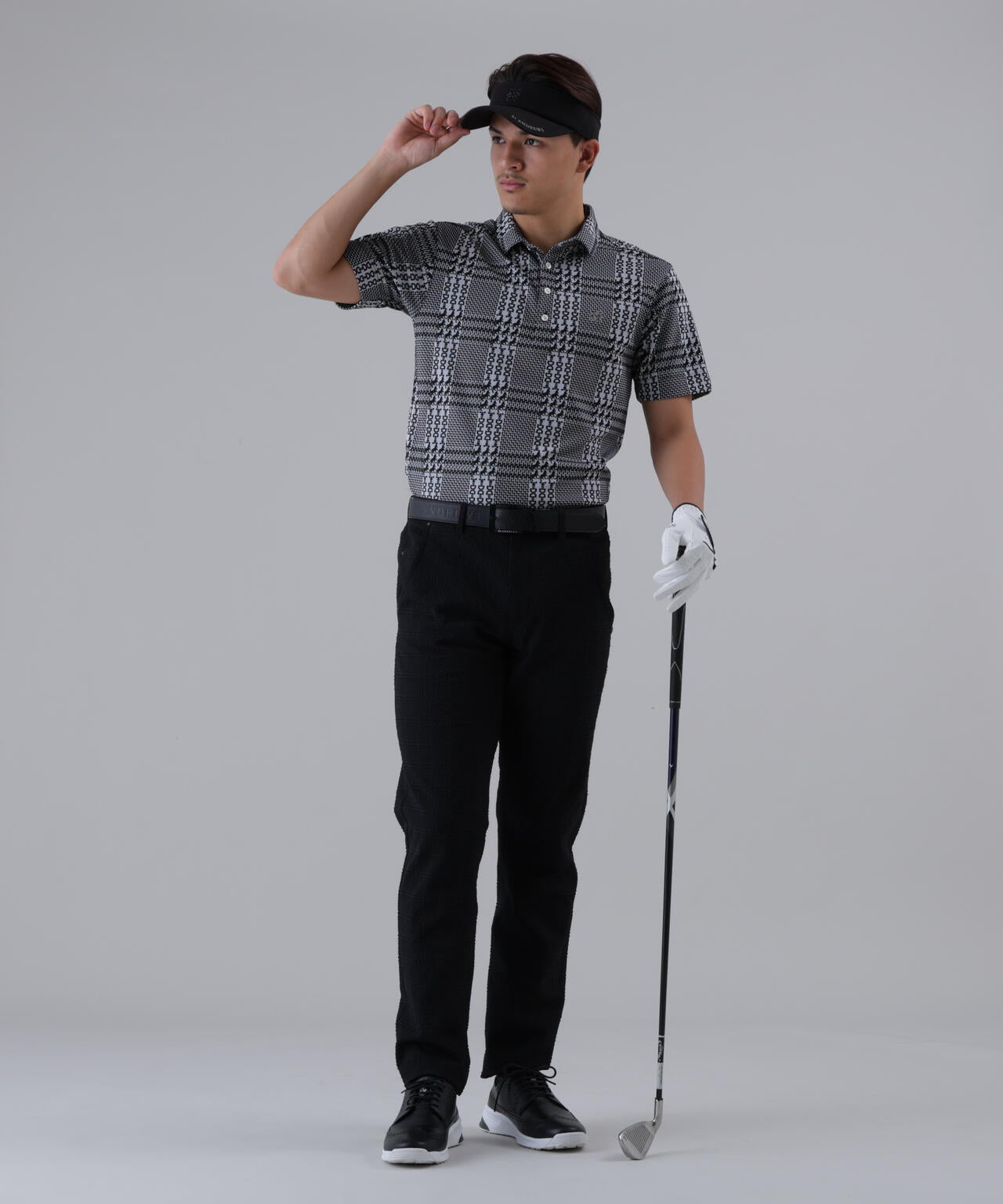【吸水速乾】ホースビットチェックジャガード半袖シャツ (MENS)