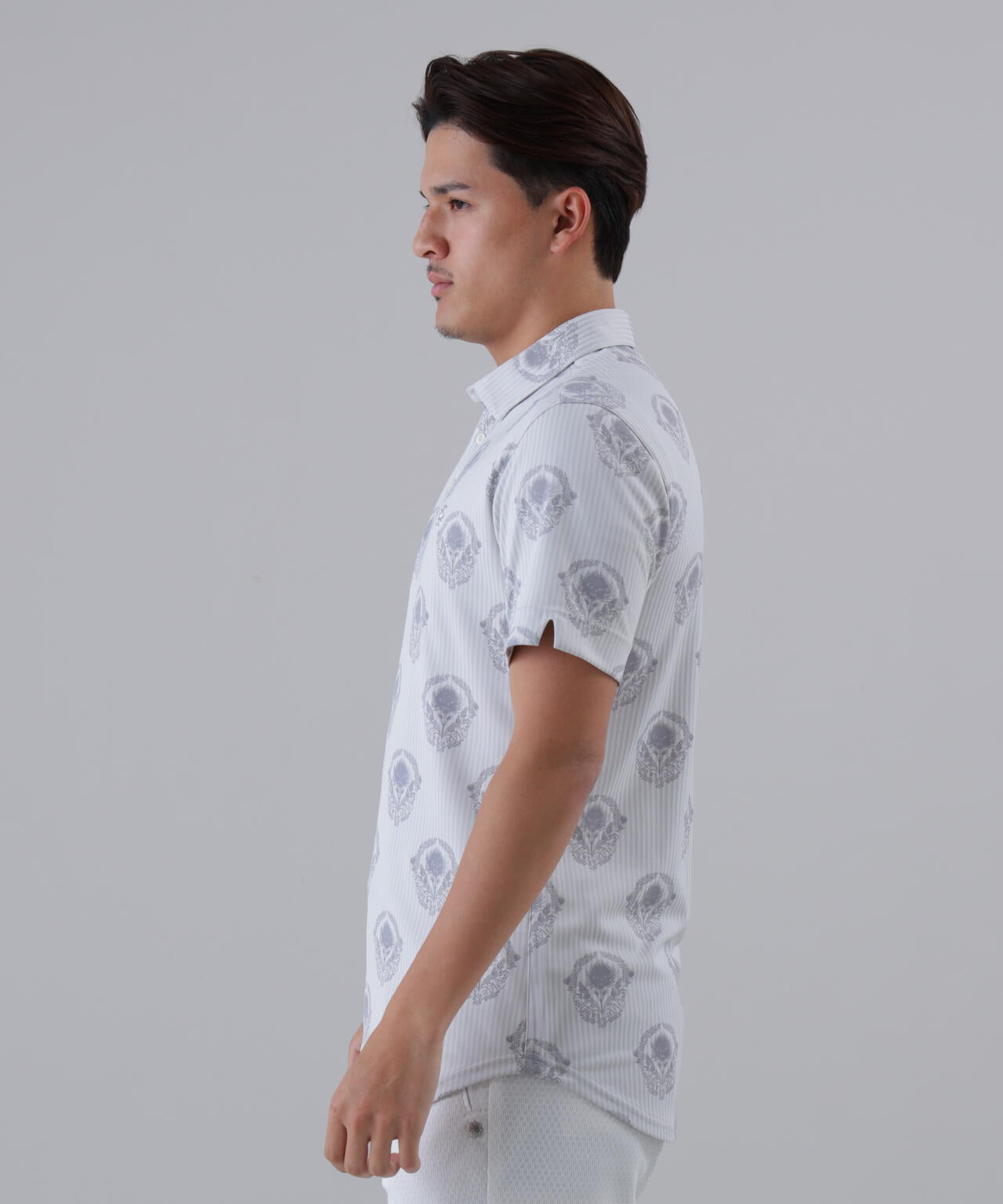 ロンドンストライプアザミジャガード半袖シャツ (MENS)