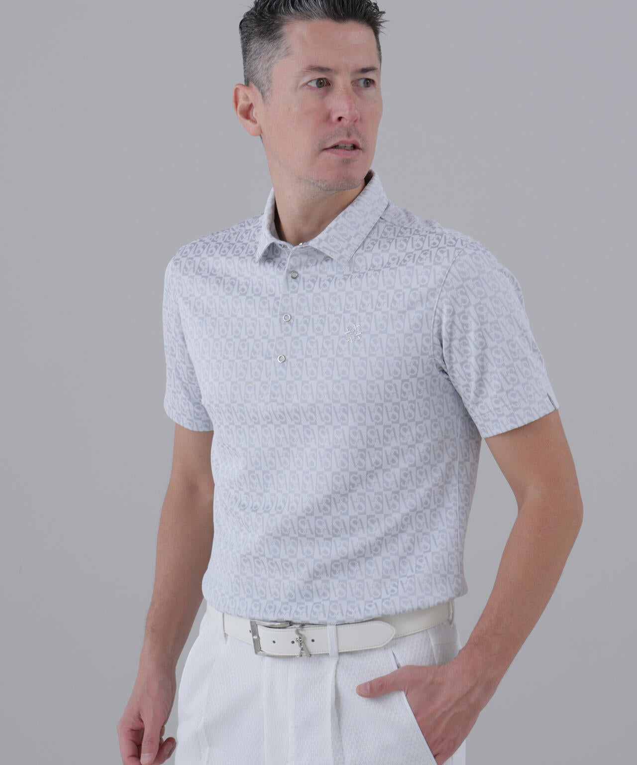 SAスクエアジャガード半袖シャツ (MENS)