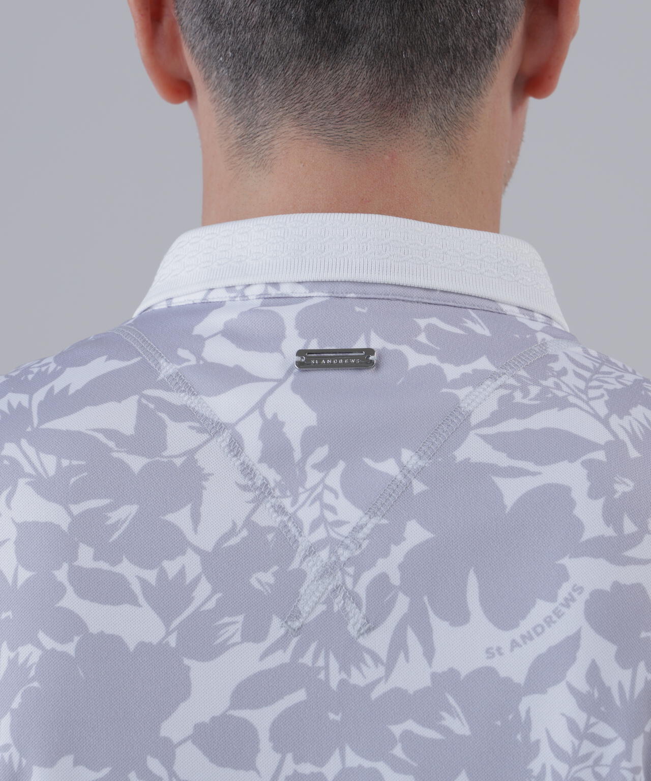 【吸水速乾】COOLMAXシャドーボタニカルプリント半袖ポロシャツ (MENS)
