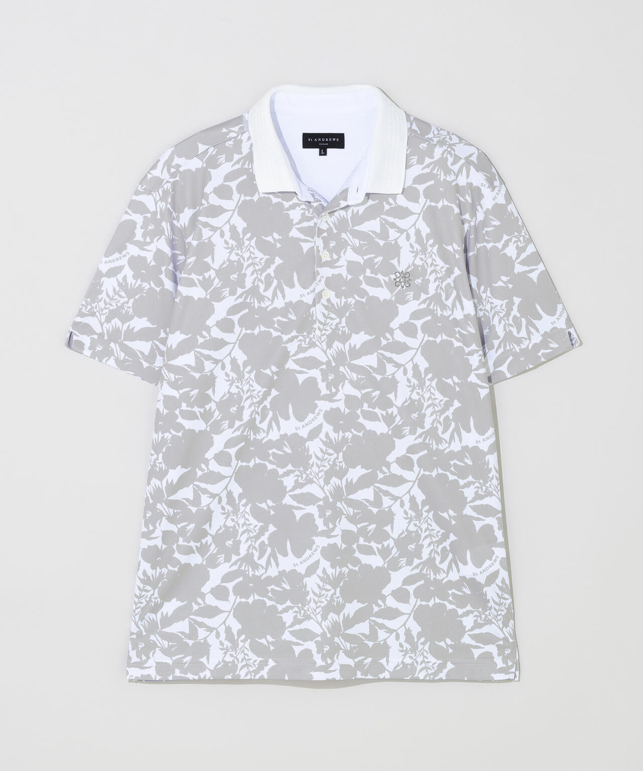 【吸水速乾】COOLMAXシャドーボタニカルプリント半袖ポロシャツ (MENS)