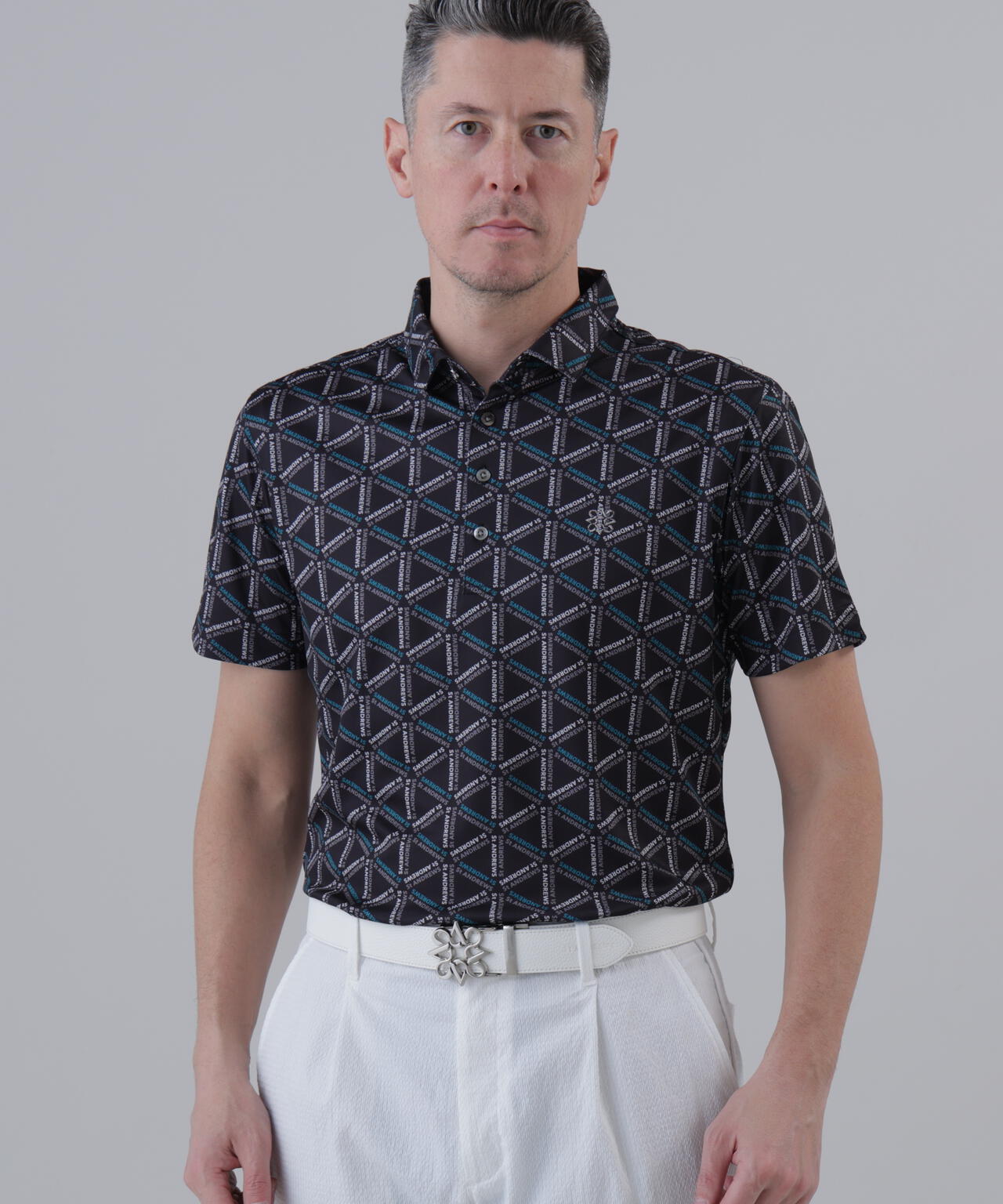 【吸水速乾】COOLMAXトライアングルロゴプリント半袖シャツ (MENS)