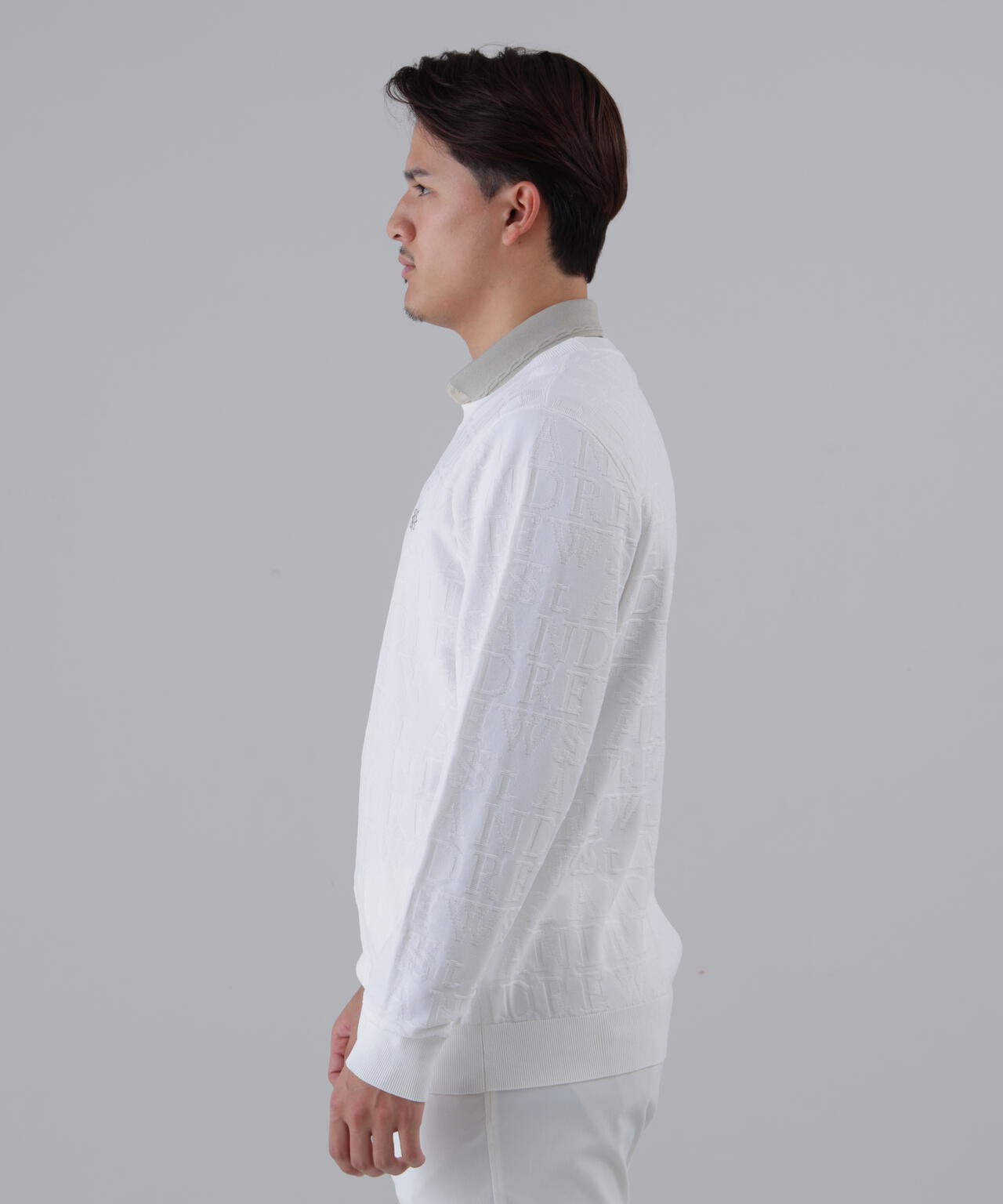 ダブルロゴジャガードクルーネックニットプルオーバー (MENS)