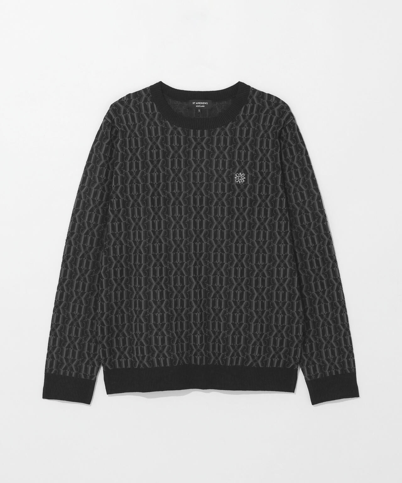 14Gモノグラムパターンジャガードクルーネックニットプルオーバー (MENS)