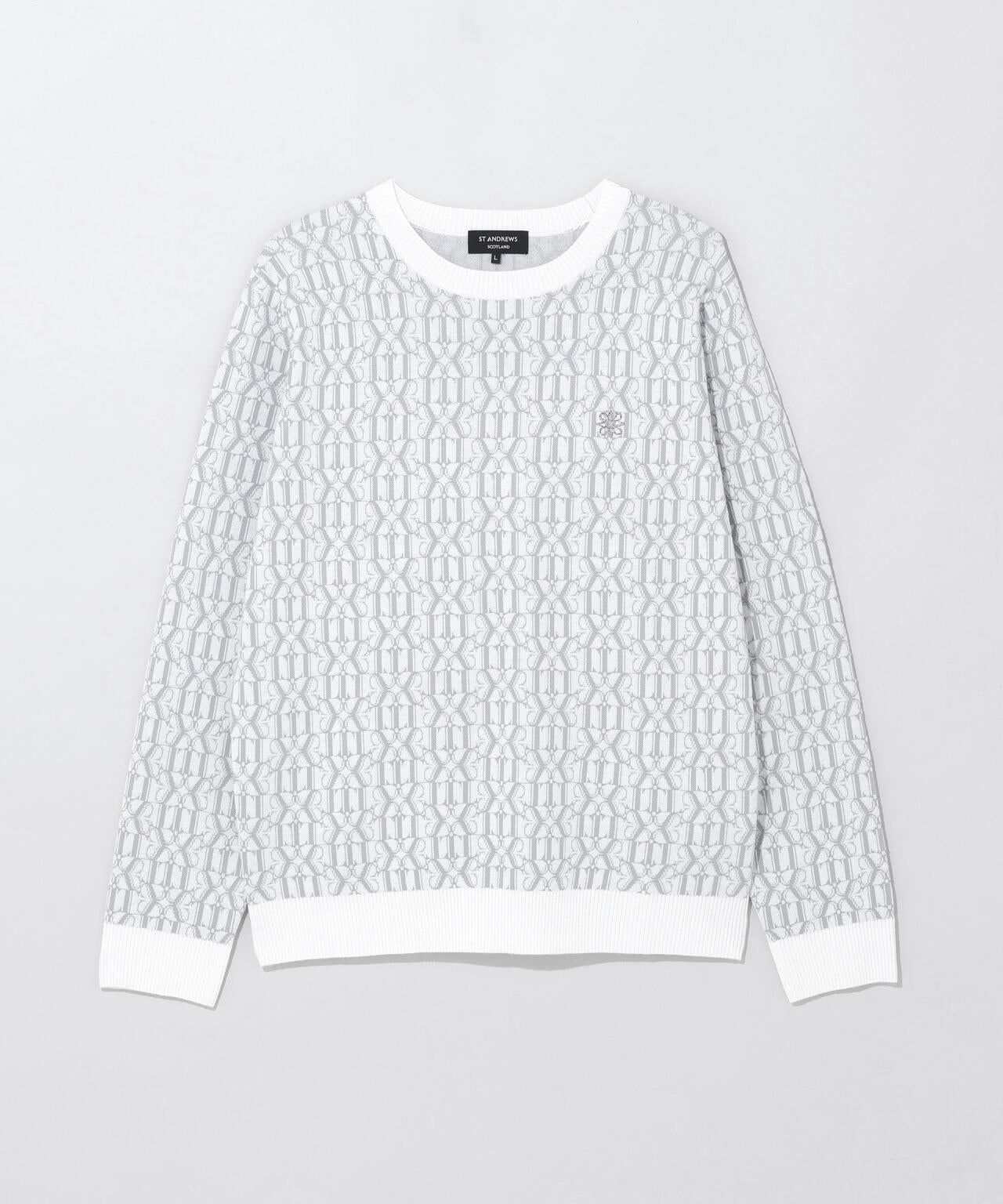 14Gモノグラムパターンジャガードクルーネックニットプルオーバー (MENS)
