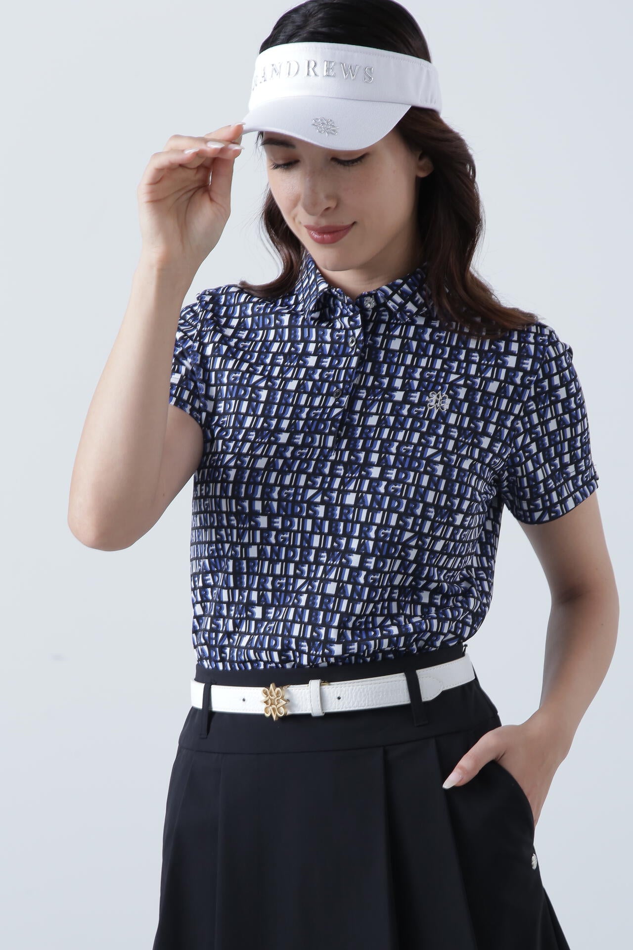 スクエアロゴジャガード半袖シャツ (WOMENS)