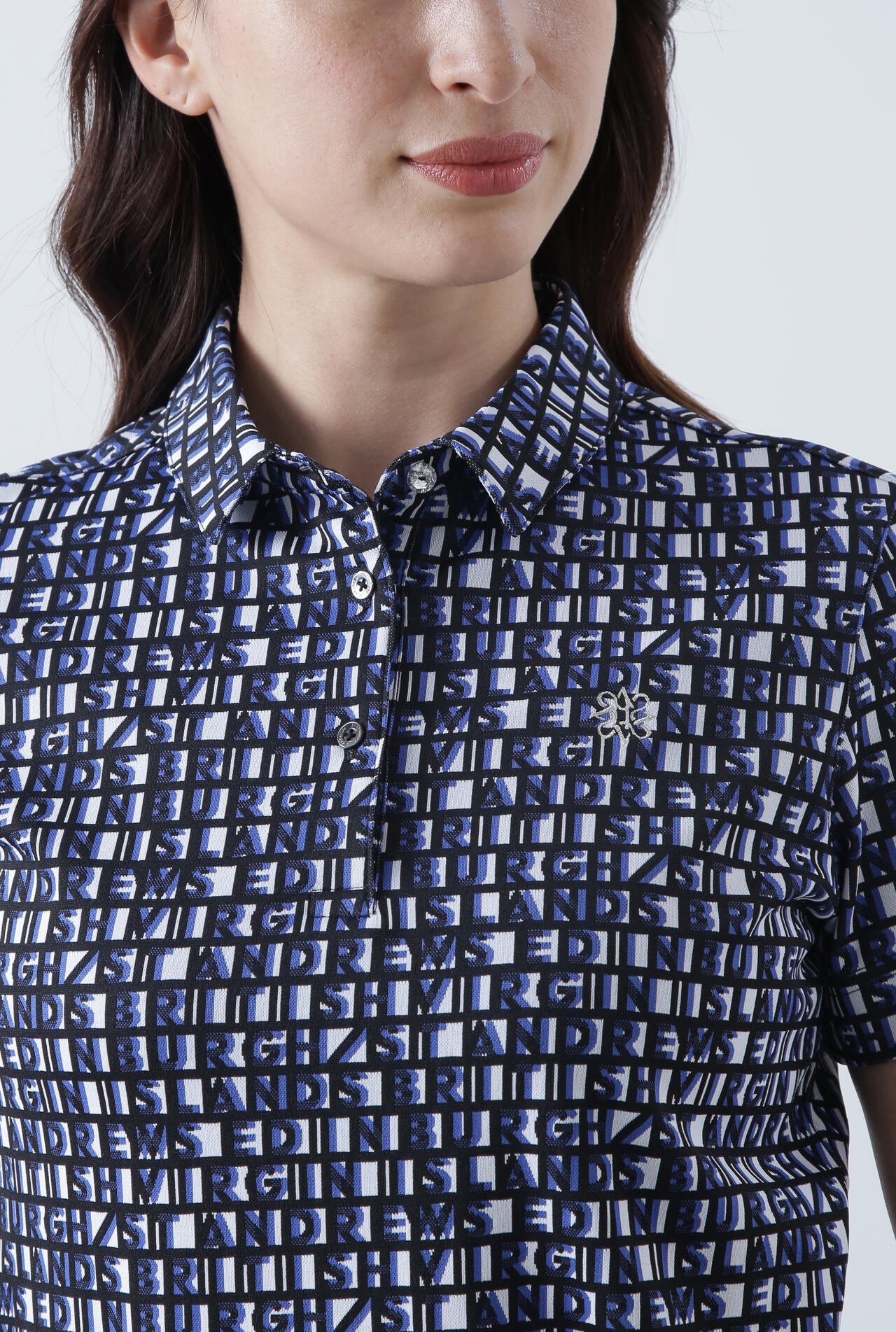 スクエアロゴジャガード半袖シャツ (WOMENS)