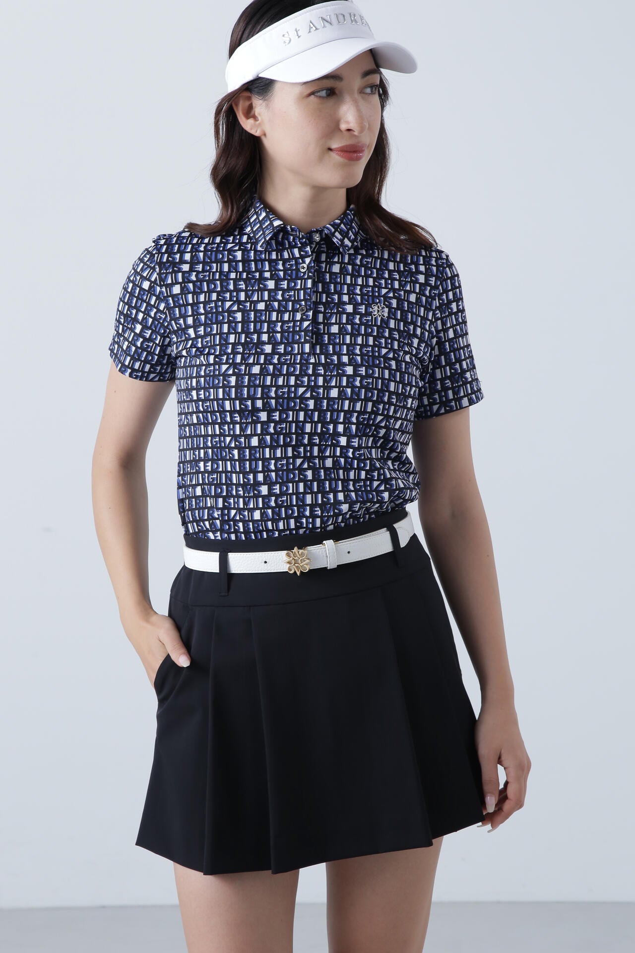 スクエアロゴジャガード半袖シャツ (WOMENS)
