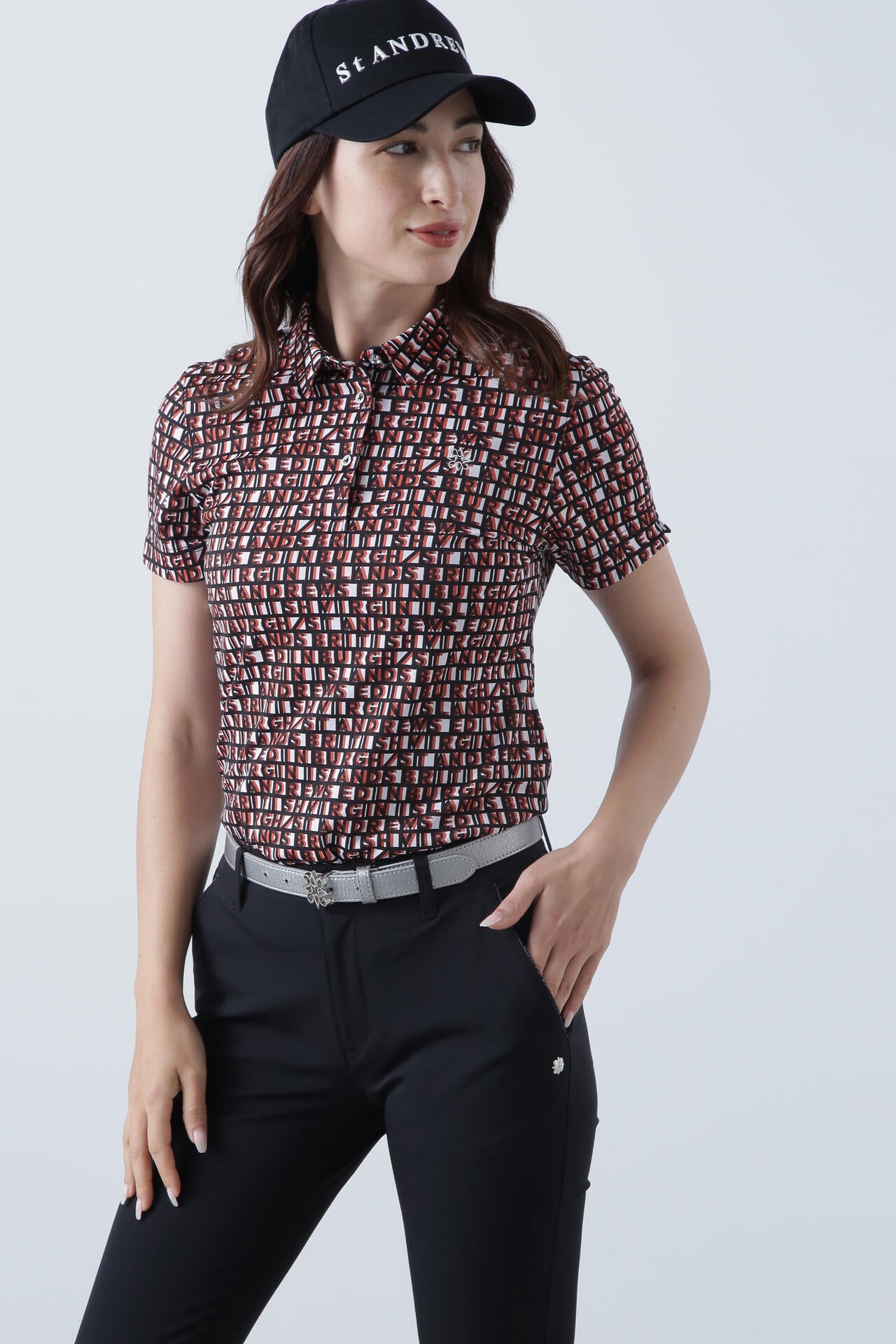 スクエアロゴジャガード半袖シャツ (WOMENS)