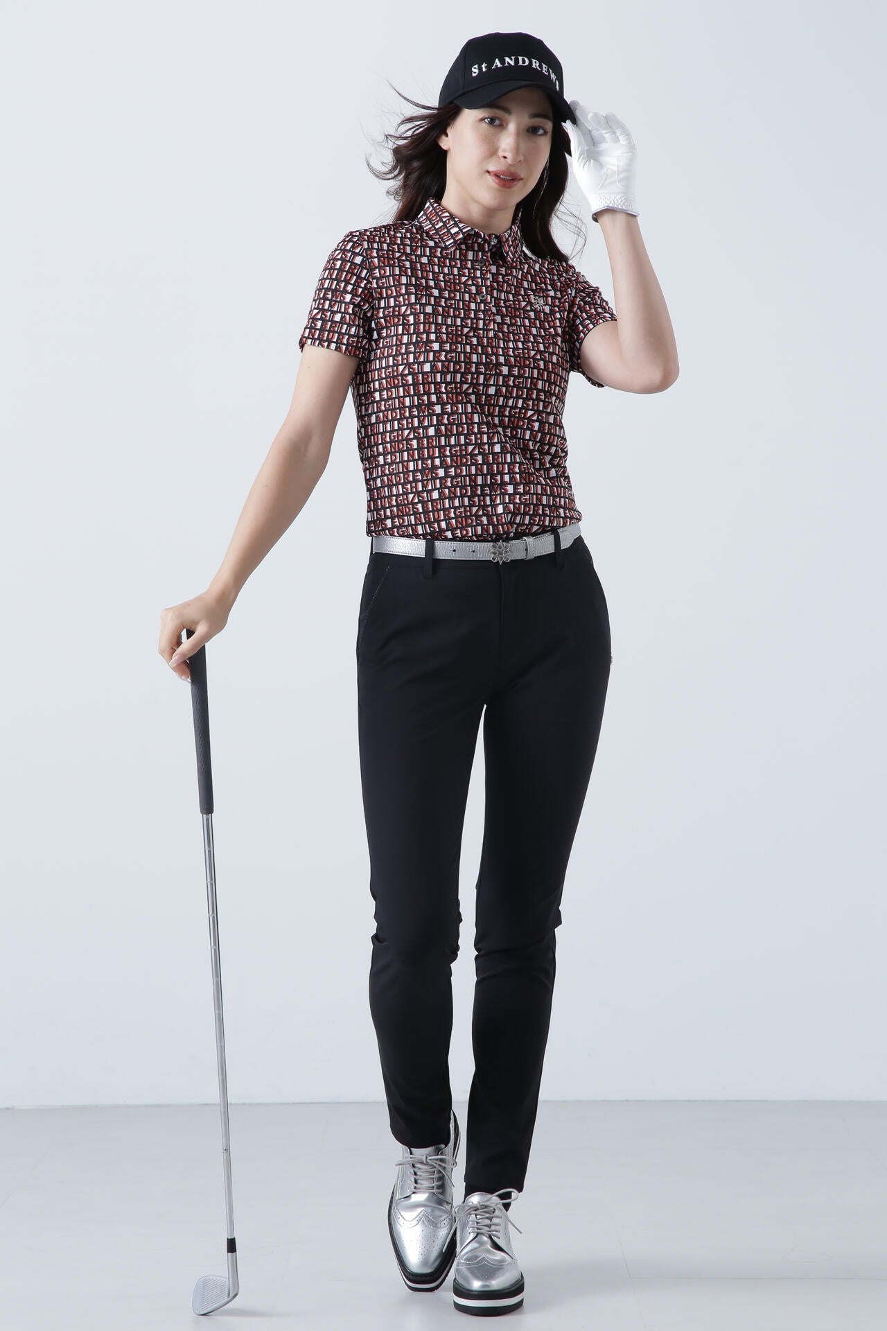 スクエアロゴジャガード半袖シャツ (WOMENS)