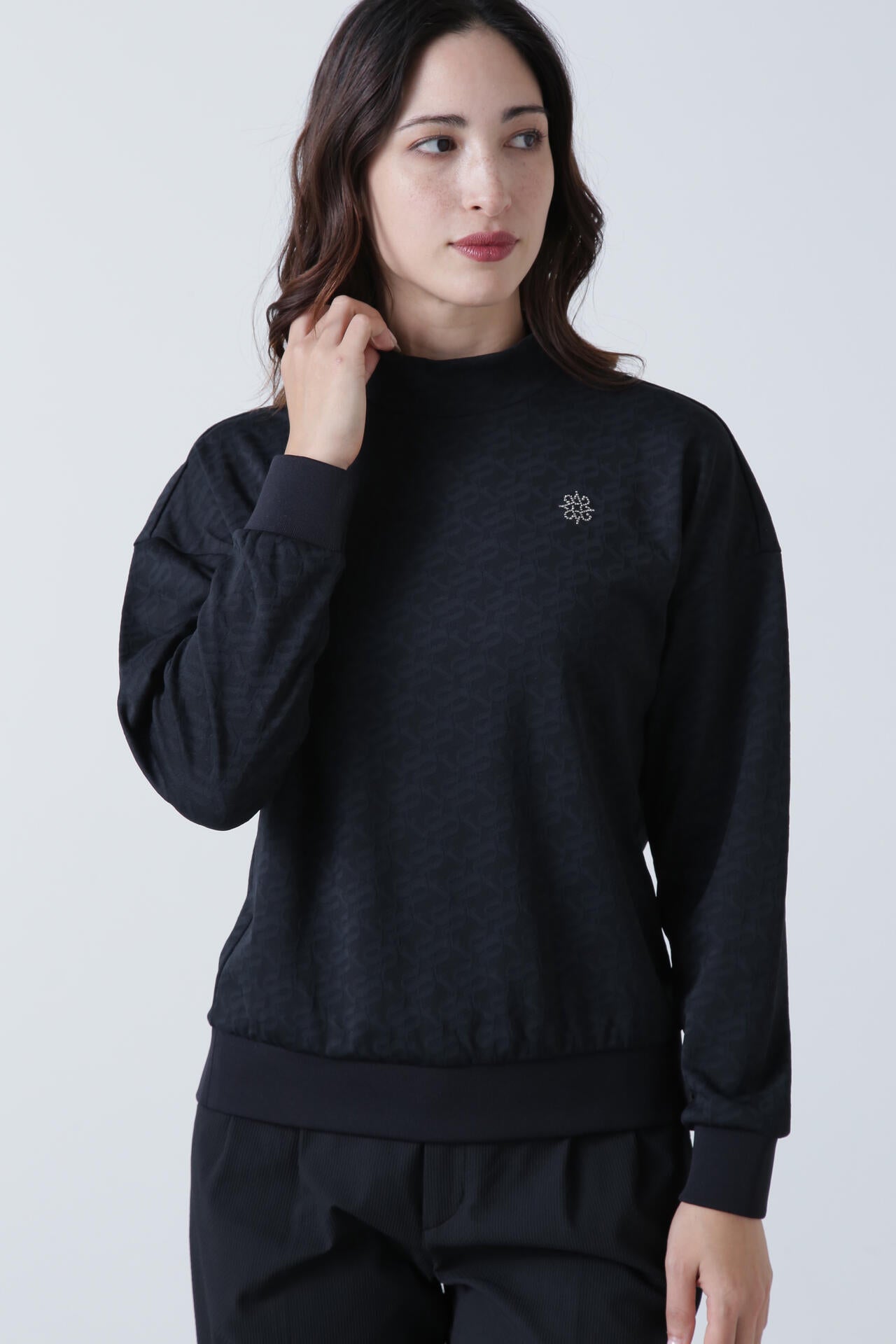 STAドットジャガード長袖ハイネックカットソー (WOMENS)