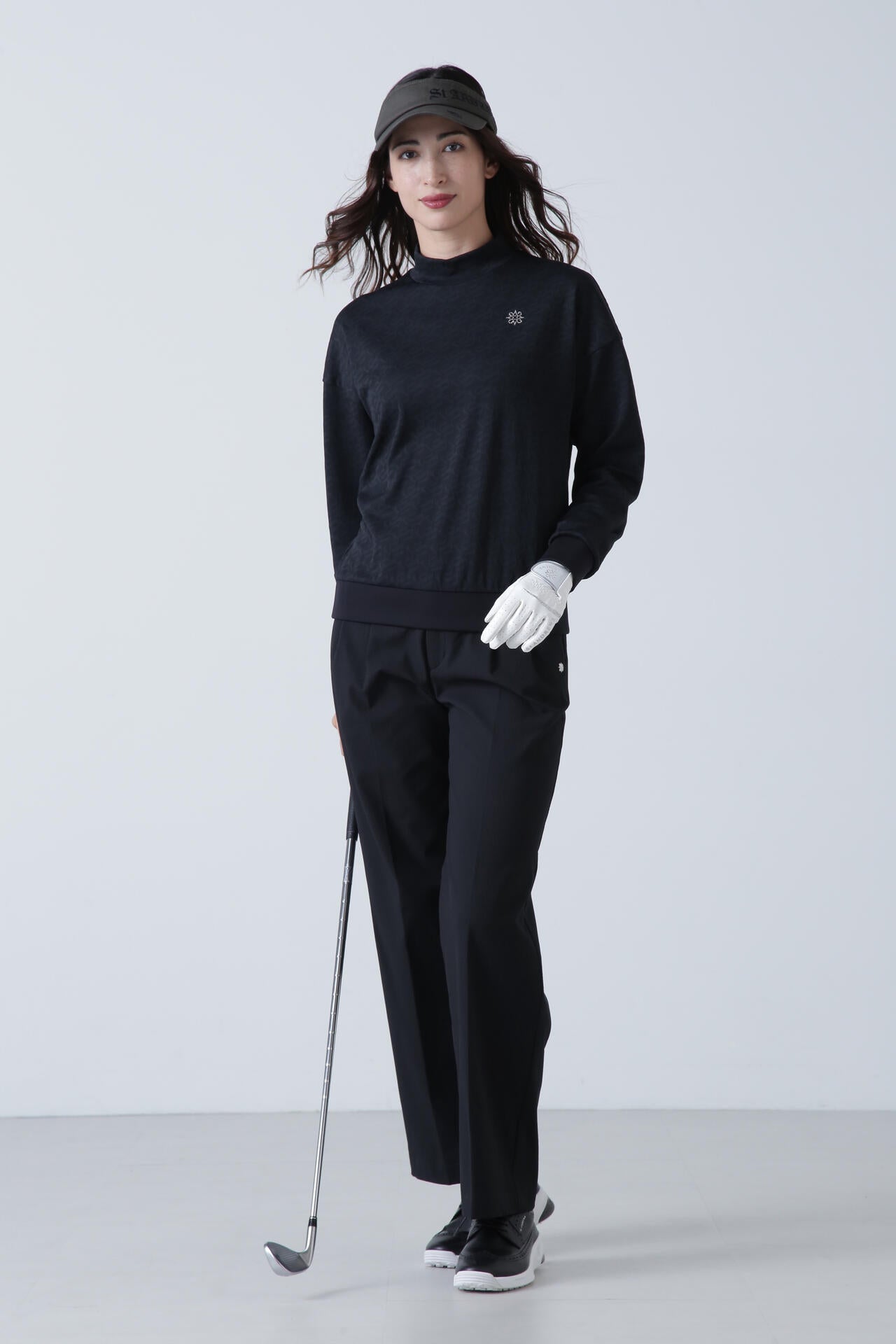 STAドットジャガード長袖ハイネックカットソー (WOMENS)