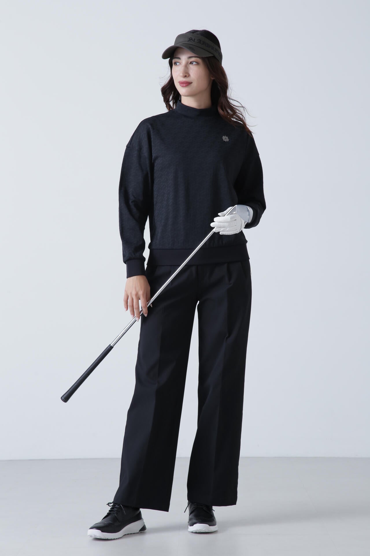 STAドットジャガード長袖ハイネックカットソー (WOMENS)