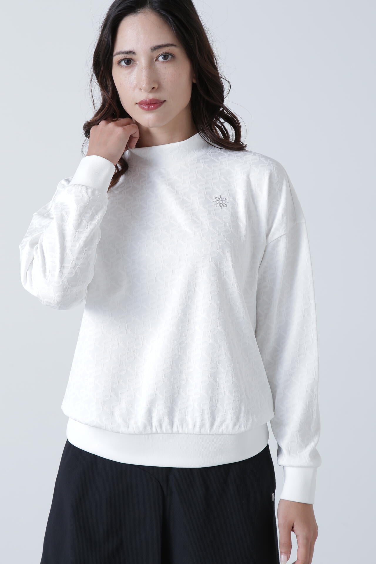 STAドットジャガード長袖ハイネックカットソー (WOMENS)