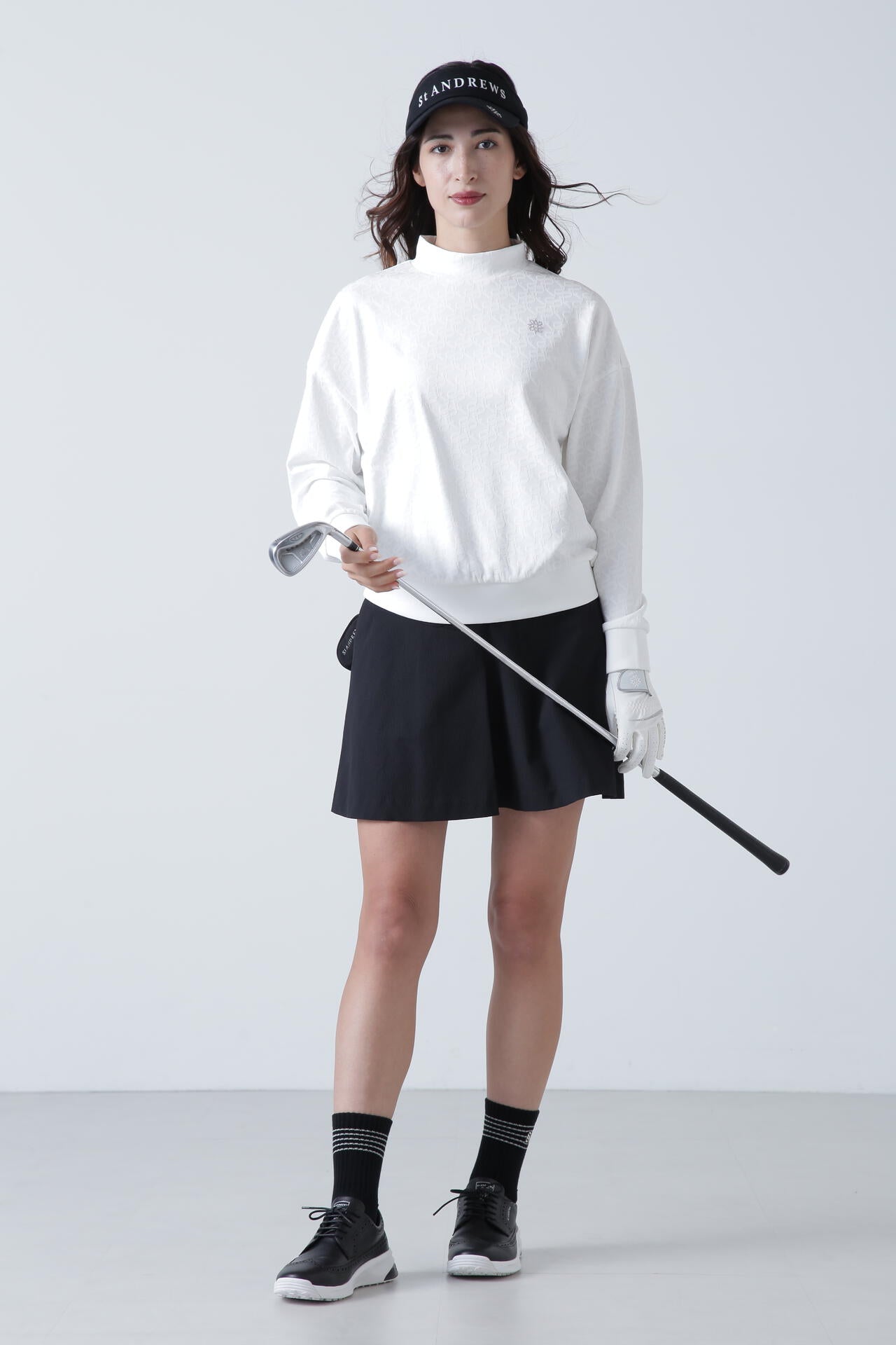 STAドットジャガード長袖ハイネックカットソー (WOMENS)