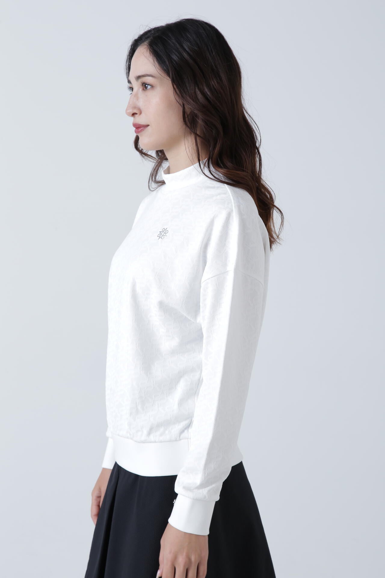 STAドットジャガード長袖ハイネックカットソー (WOMENS)