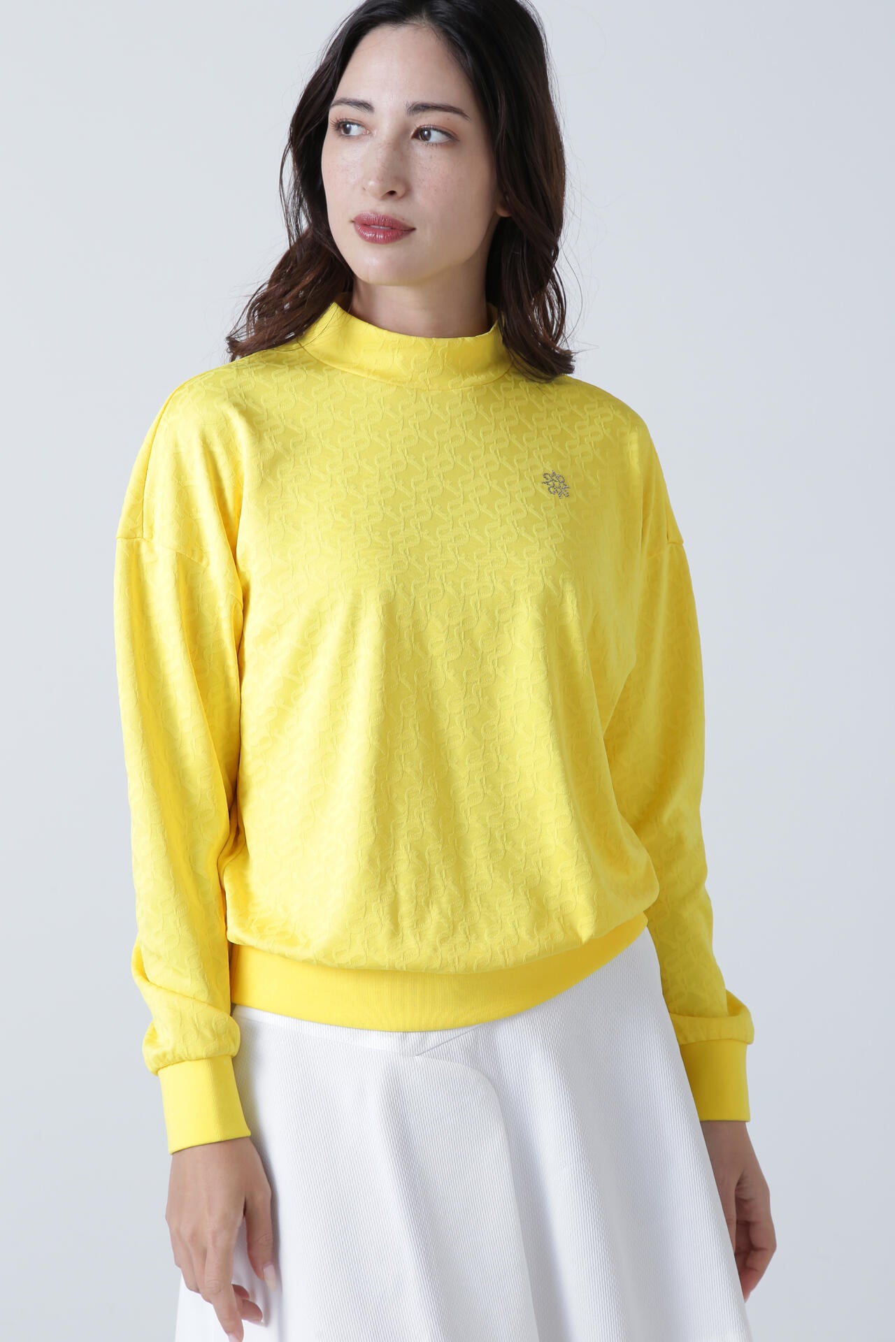 STAドットジャガード長袖ハイネックカットソー (WOMENS)