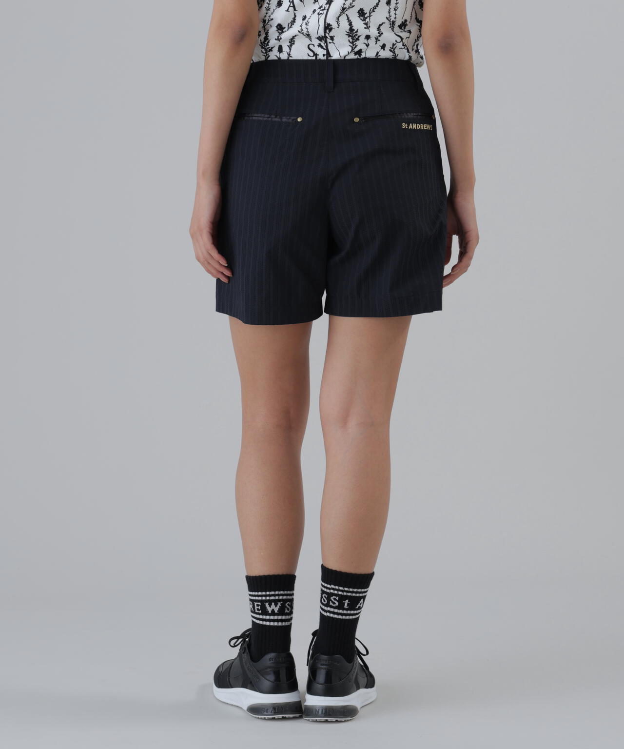【ストレッチ】ドビーストライプショートパンツ (WOMENS)