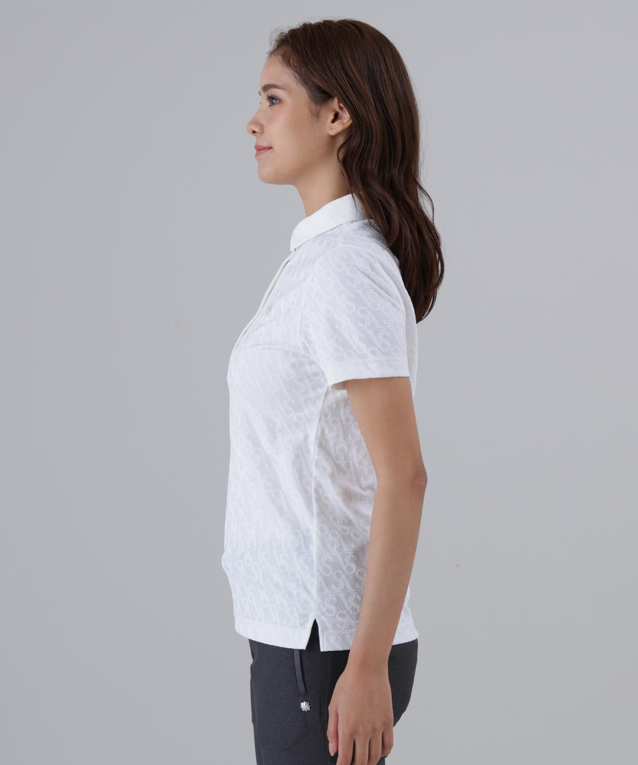 【吸水速乾】SAロゴジャガード無地半袖シャツ (WOMENS)