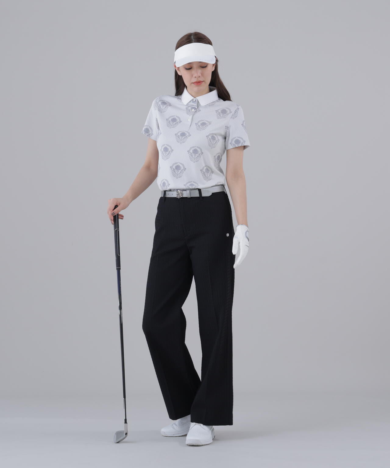 ロンドンストライプアザミジャガード半袖ポロシャツ (WOMENS)