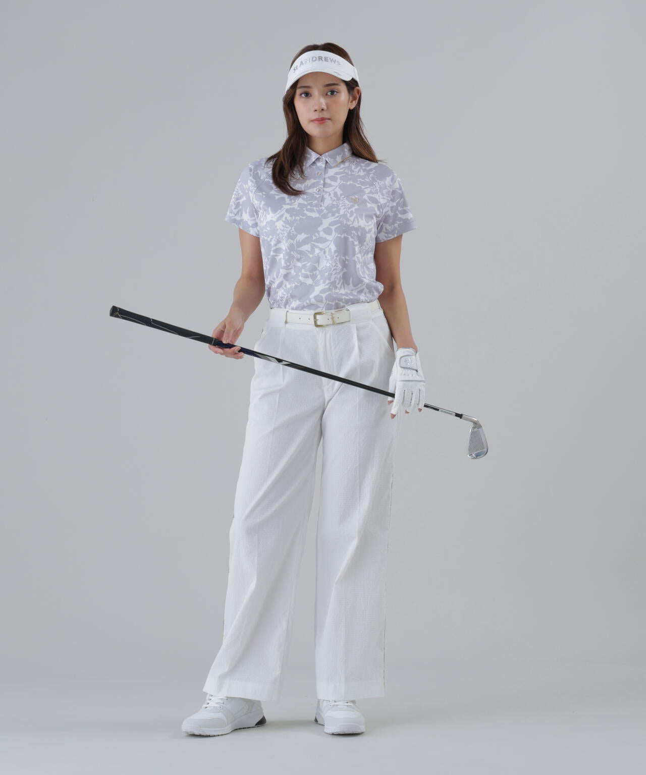 【吸水速乾】COOLMAXシャドーボタニカルプリント半袖ポロシャツ (WOMENS)