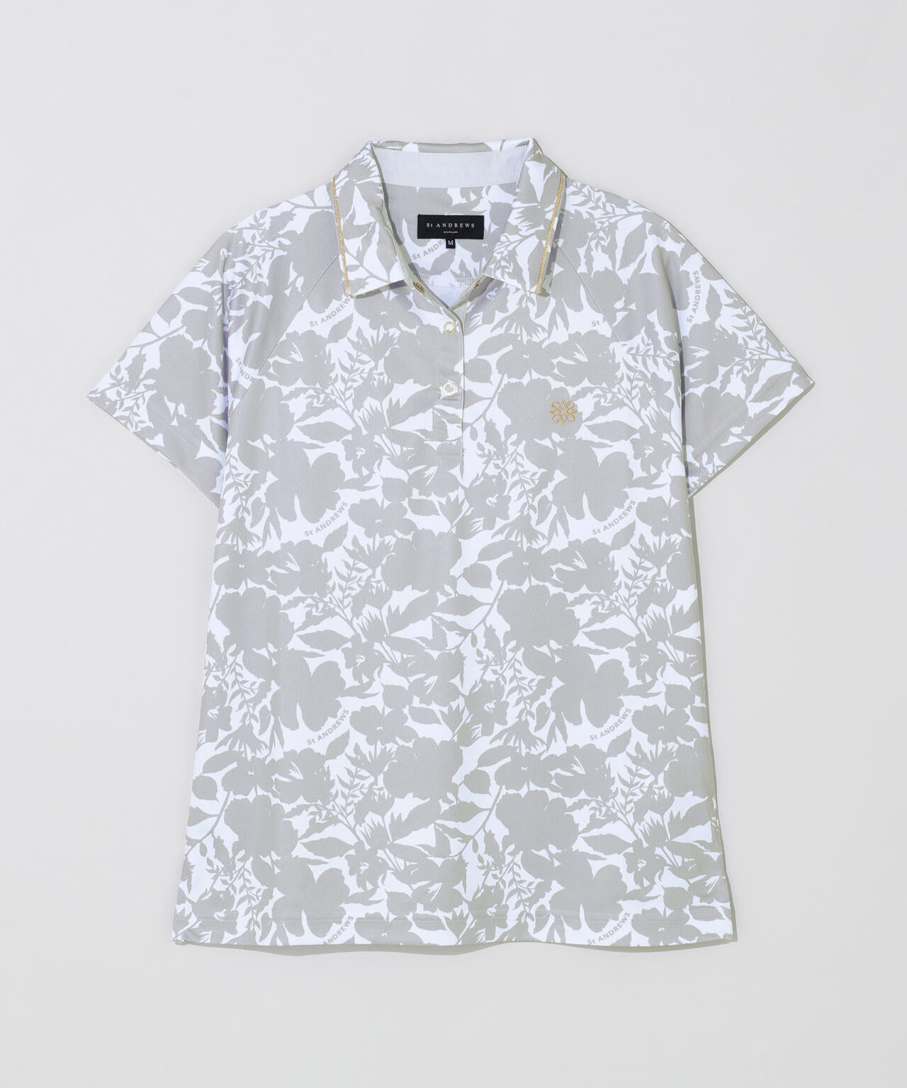 【吸水速乾】COOLMAXシャドーボタニカルプリント半袖ポロシャツ (WOMENS)